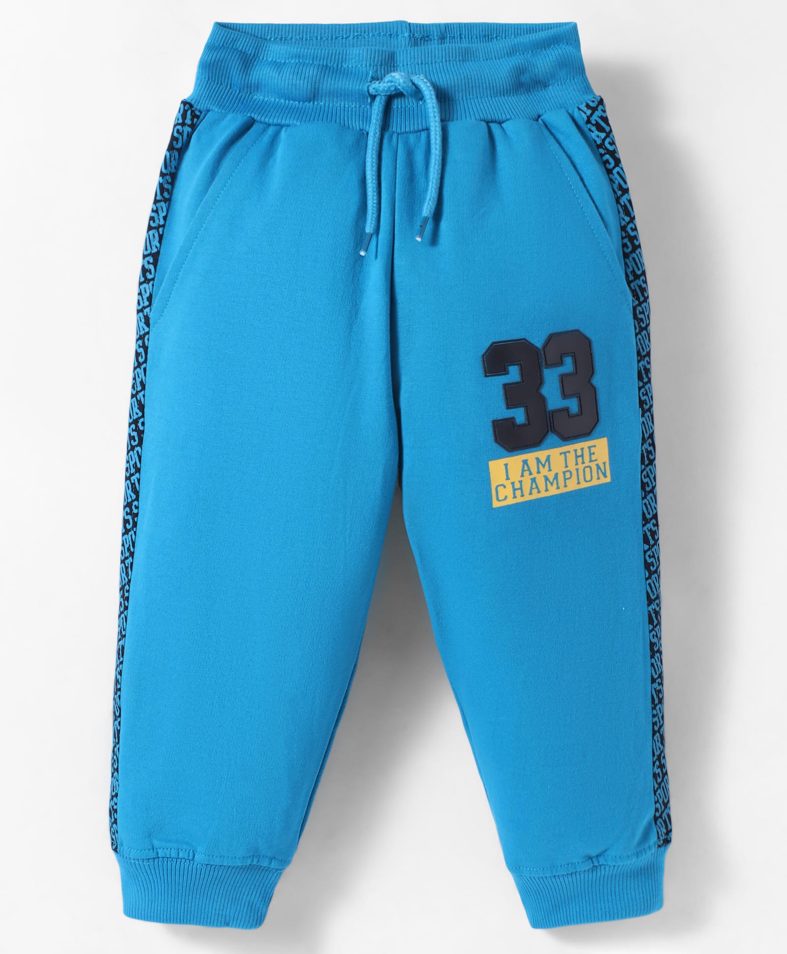 Taeko Looper Knit Full Length Lounge Pants with Sport Theme Print - Blue-picture-23