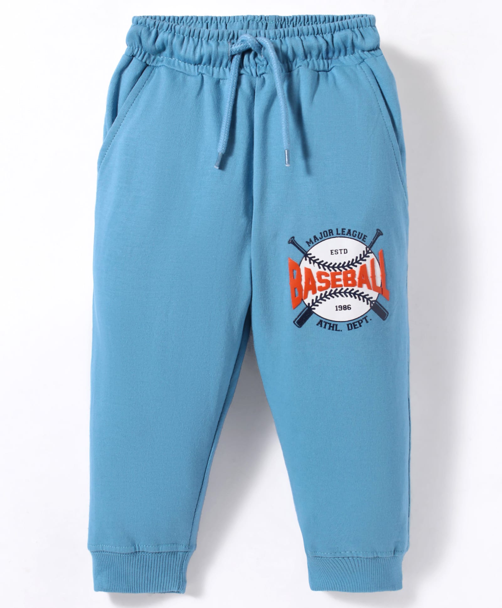 Taeko Looper Knit Full Length Lounge Pants With Sport Text Print - Light Blue-image-45