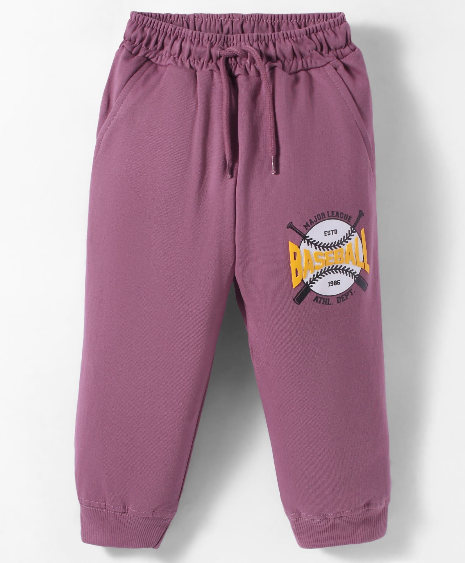 Taeko Looper Knit Full Length Lounge Pants With Sport Text Print - Purple-image-44