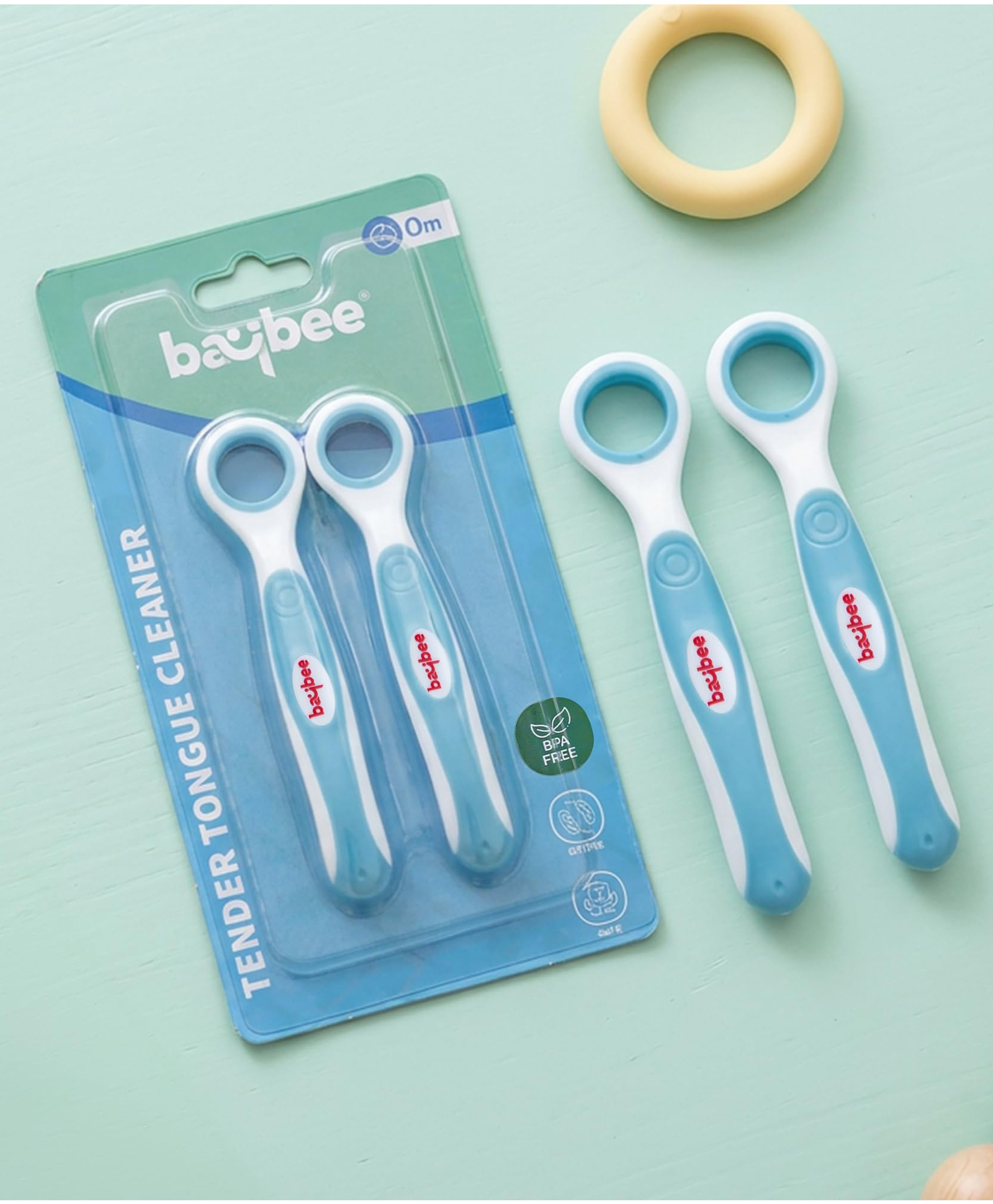 Baybee Soft Silicone Baby Tongue Cleaner set of 2 Pcs BPA Free Kids Oral care with Anti Chock Shield Tongue Scraper 100% Safe for Children Easy Grip Antibacterial Infant Tongue Cleaner Toothbrush (Blue)-image-13