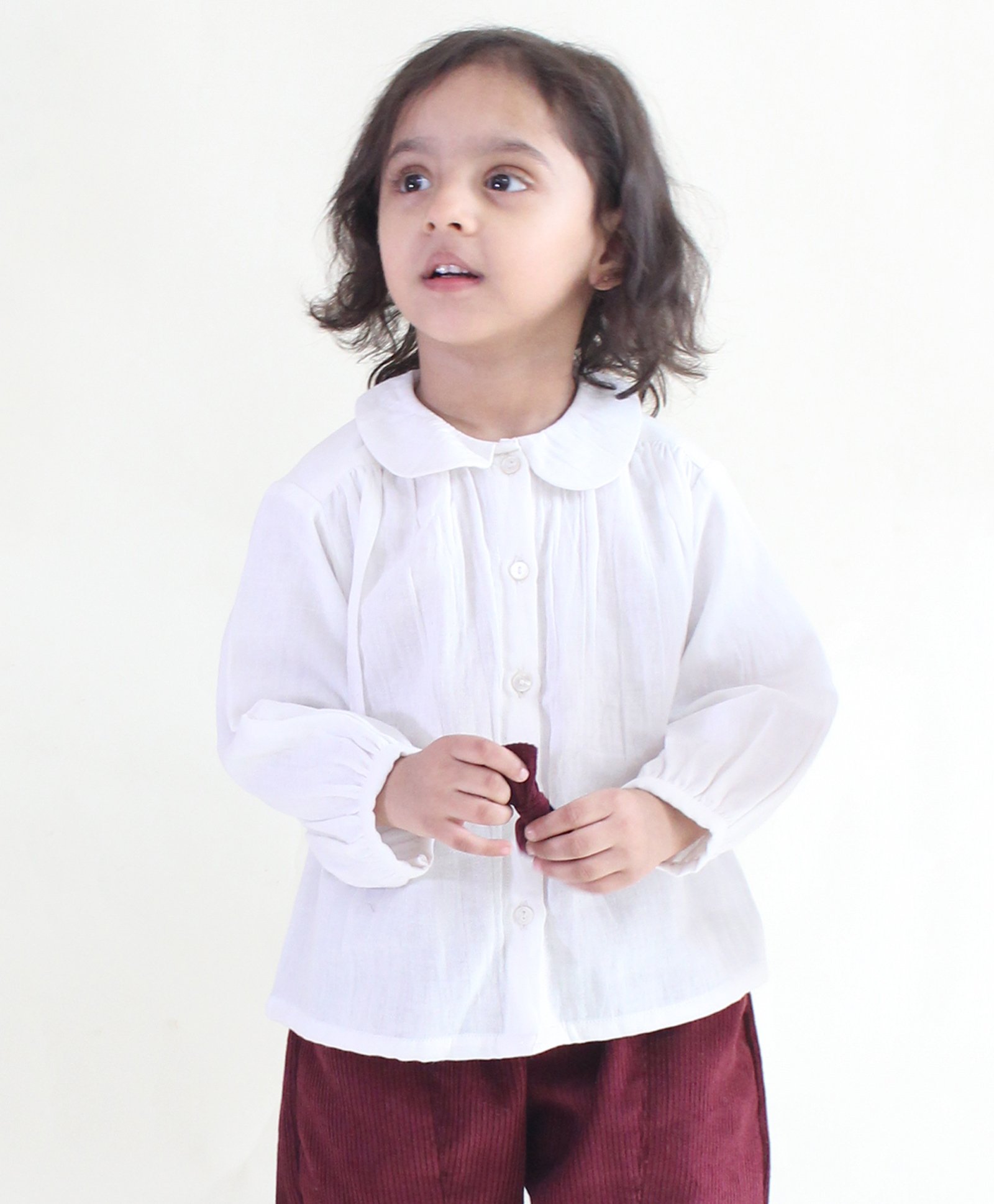 Tiber Taber 100% Cotton Full Sleeves Solid Shirt Style Top - White-image-38
