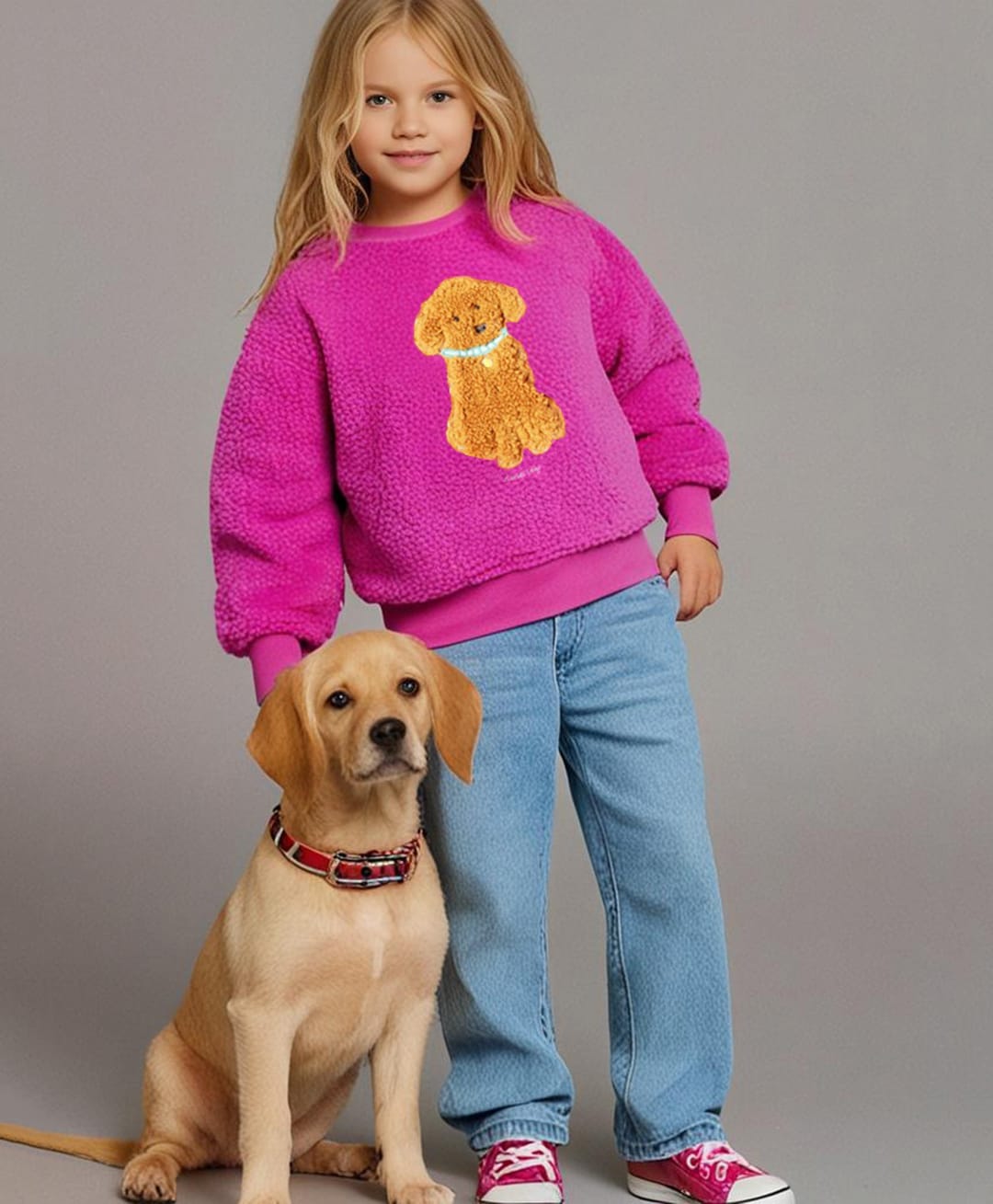 Cherry Crumble By Nitt Hyman Full Sleeves Dog Embroidered Sweatshirt - Magenta-picture-16