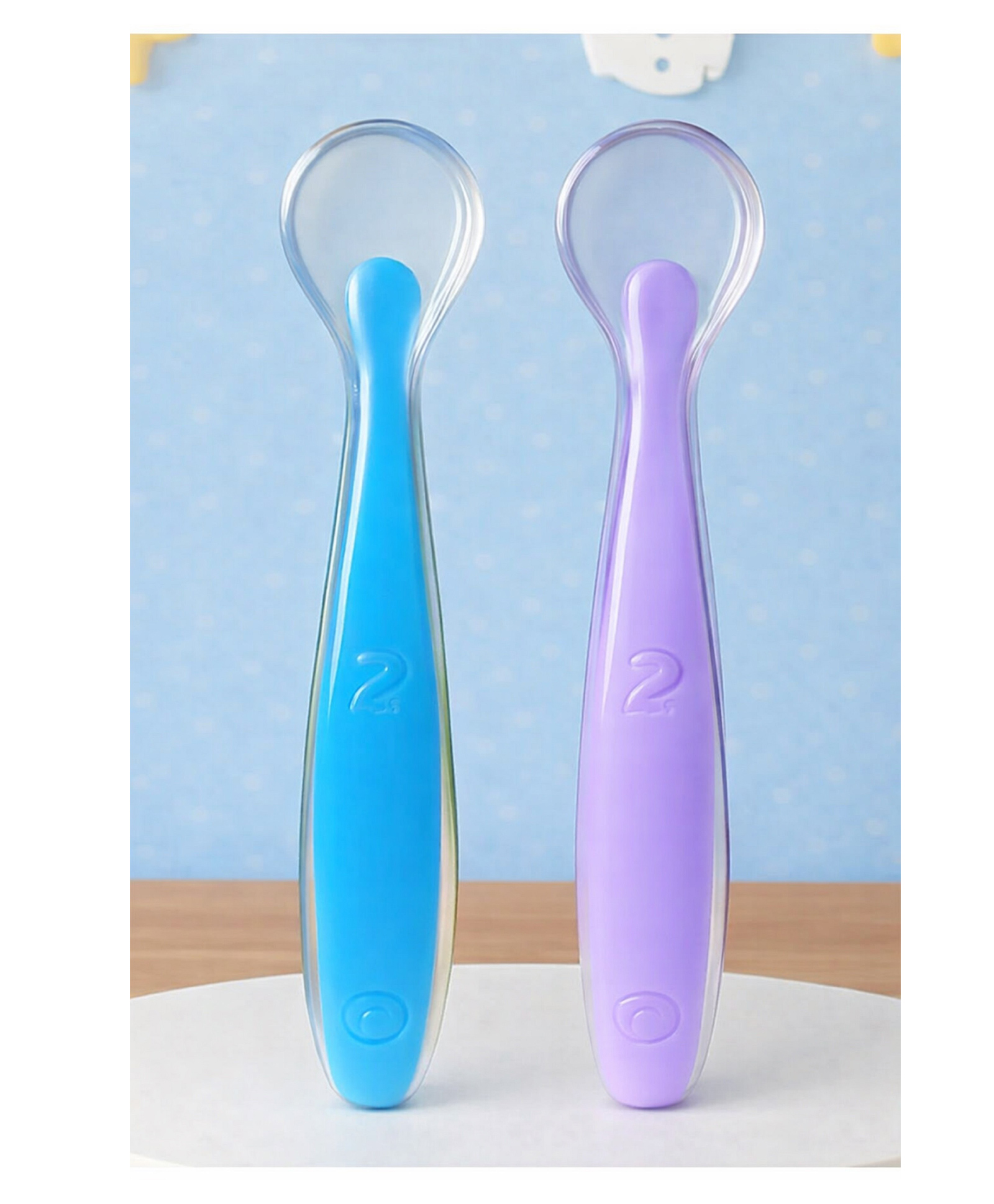 The Cheeky Kidzz Baby 2 Food Grade Easy Grip Silicone Spoon BPA Free Colorful Attractive Tableware Cutlery Set for Kids/Babies/Toddlers/Boys/Girls(MULTI-COLOR)-image-3