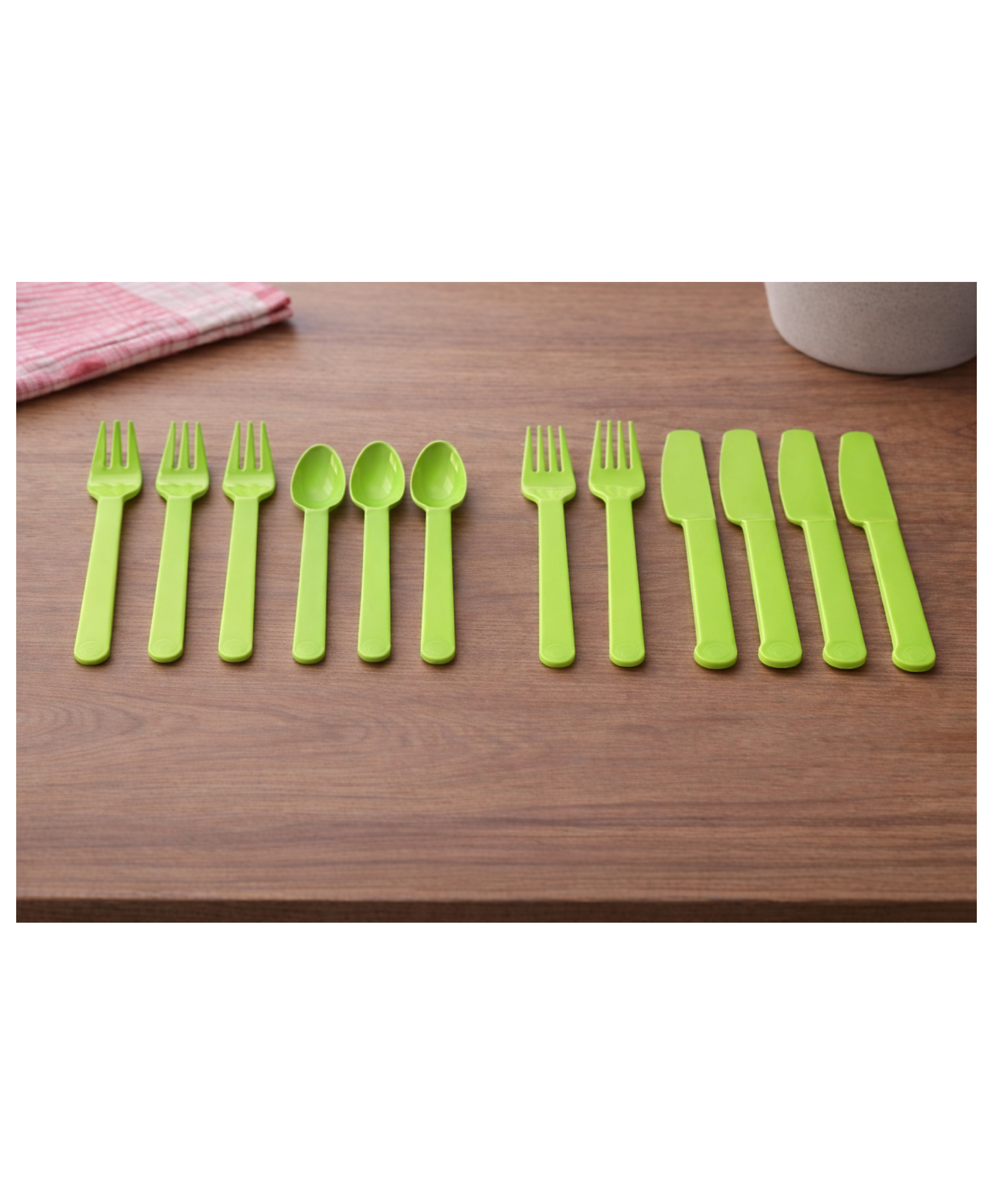 The Cheeky Kidzz Baby Pack of 12 Baby Spoons Set Baby Traning Spoon Gum Friendly Knife Spoon Fork Set BPA Free(GREEN)-image-49
