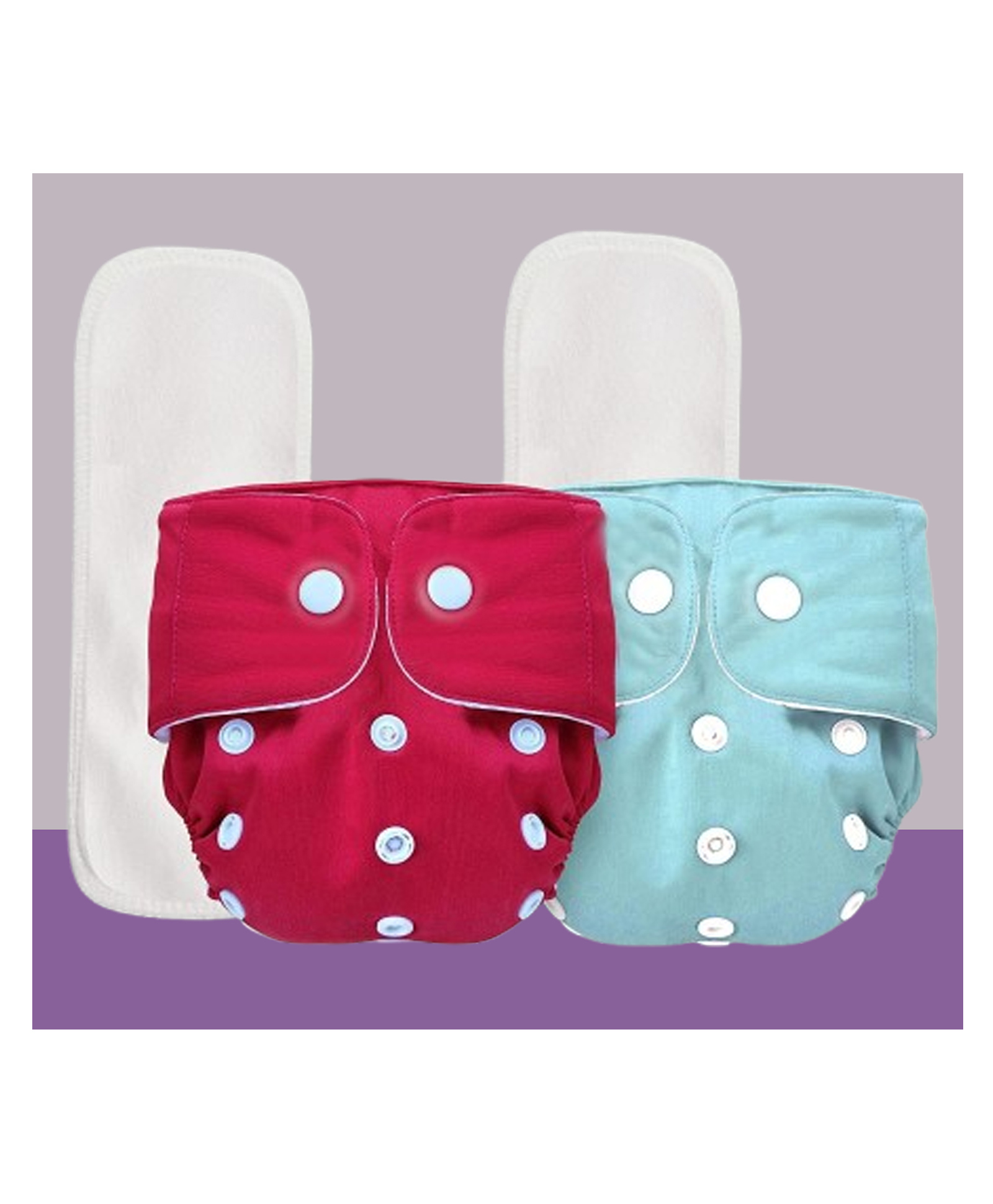The Cheeky Kidzz Baby 2 Reusable Pocket Style Cotton Cloth Diapers With 2 Microfiber Bamboo White Insert Pads (0-24 Months) (Red & Blue)-image-48