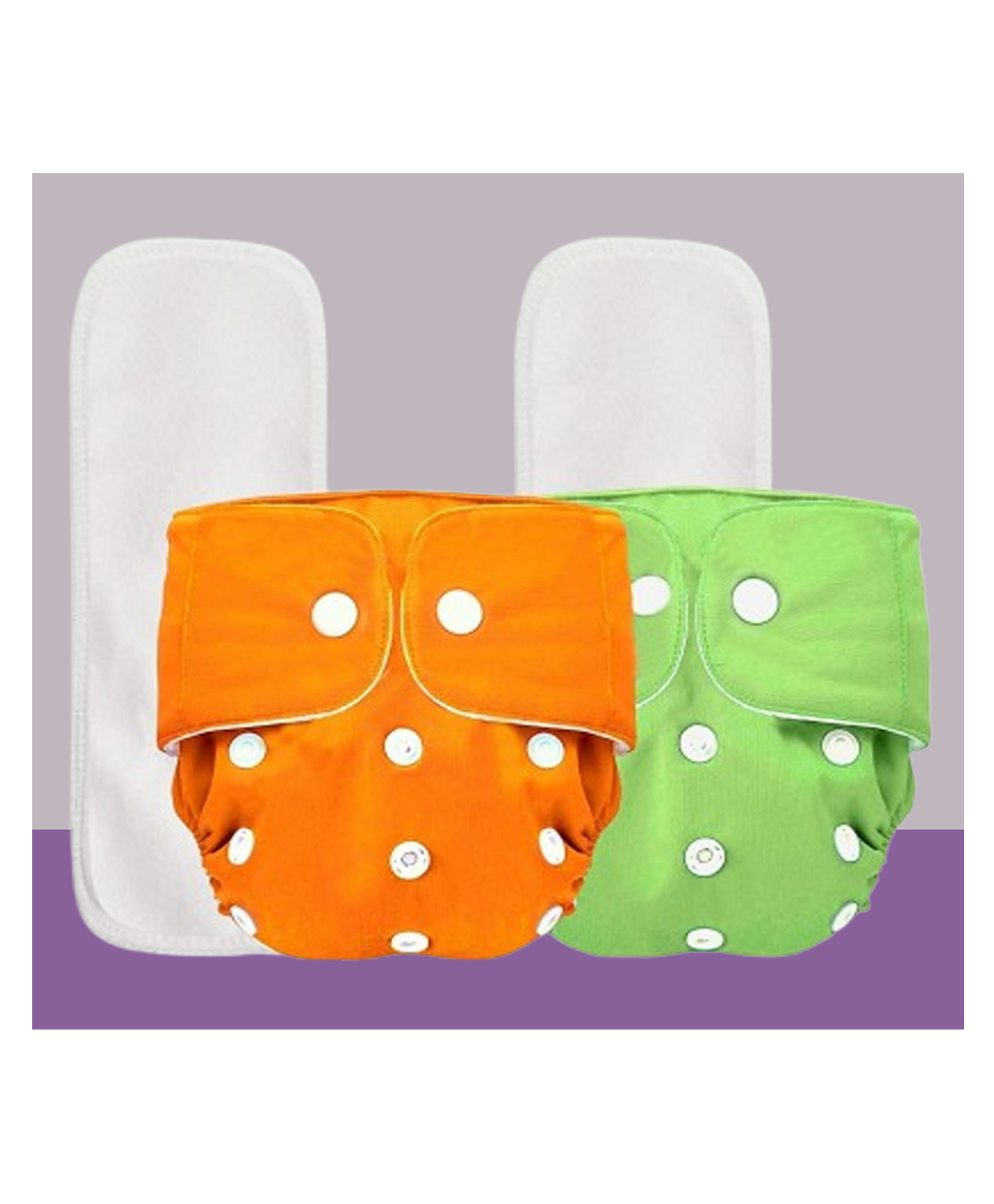 The Cheeky Kidzz Baby 2 Reusable Pocket Style Cotton Cloth Diapers With 2 Microfiber Bamboo White Insert Pads (0-24 Months) (Orange & Green)-image-43