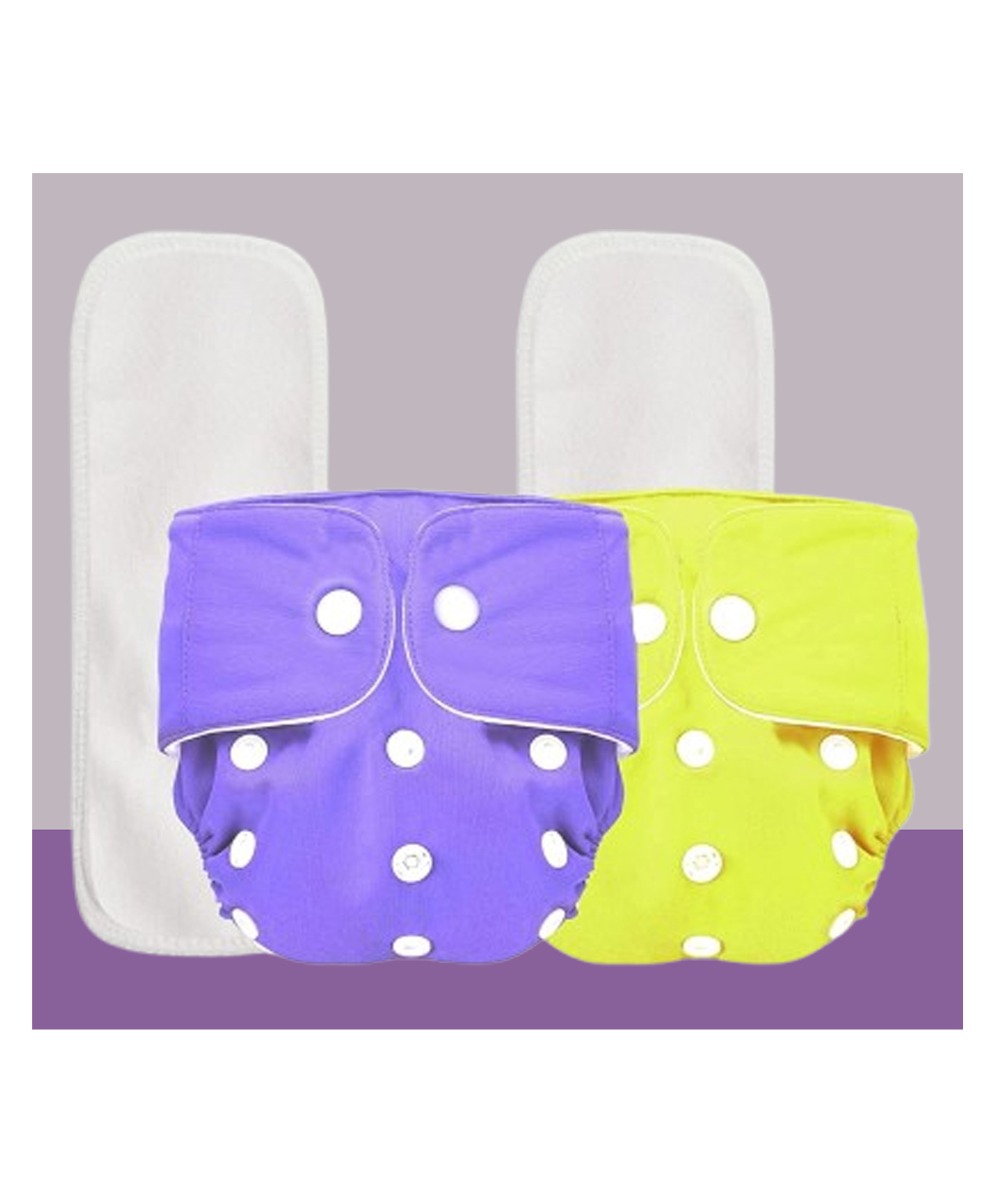 The Cheeky Kidzz Baby 2 Reusable Pocket Style Cotton Cloth Diapers With 2 Microfiber Bamboo White Insert Pads (0-24 Months) (Purple & Yellow)-image-46