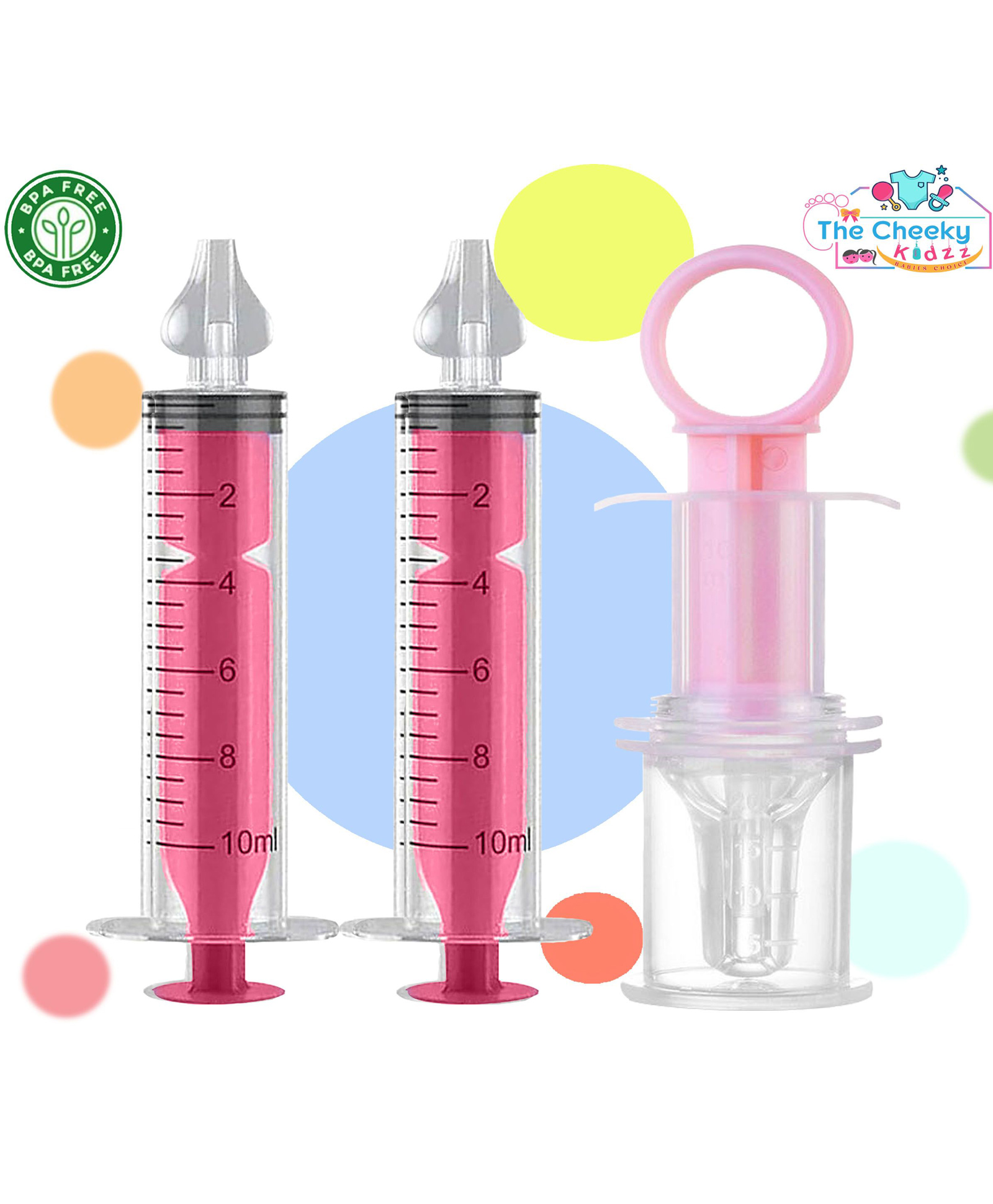 The Cheeky Kidzz Baby Pressure Nasal Syringe Nose Suction With Dispenser Needle Feeder Medicine Dropper Teether BPA Free (Pink)-picture-27
