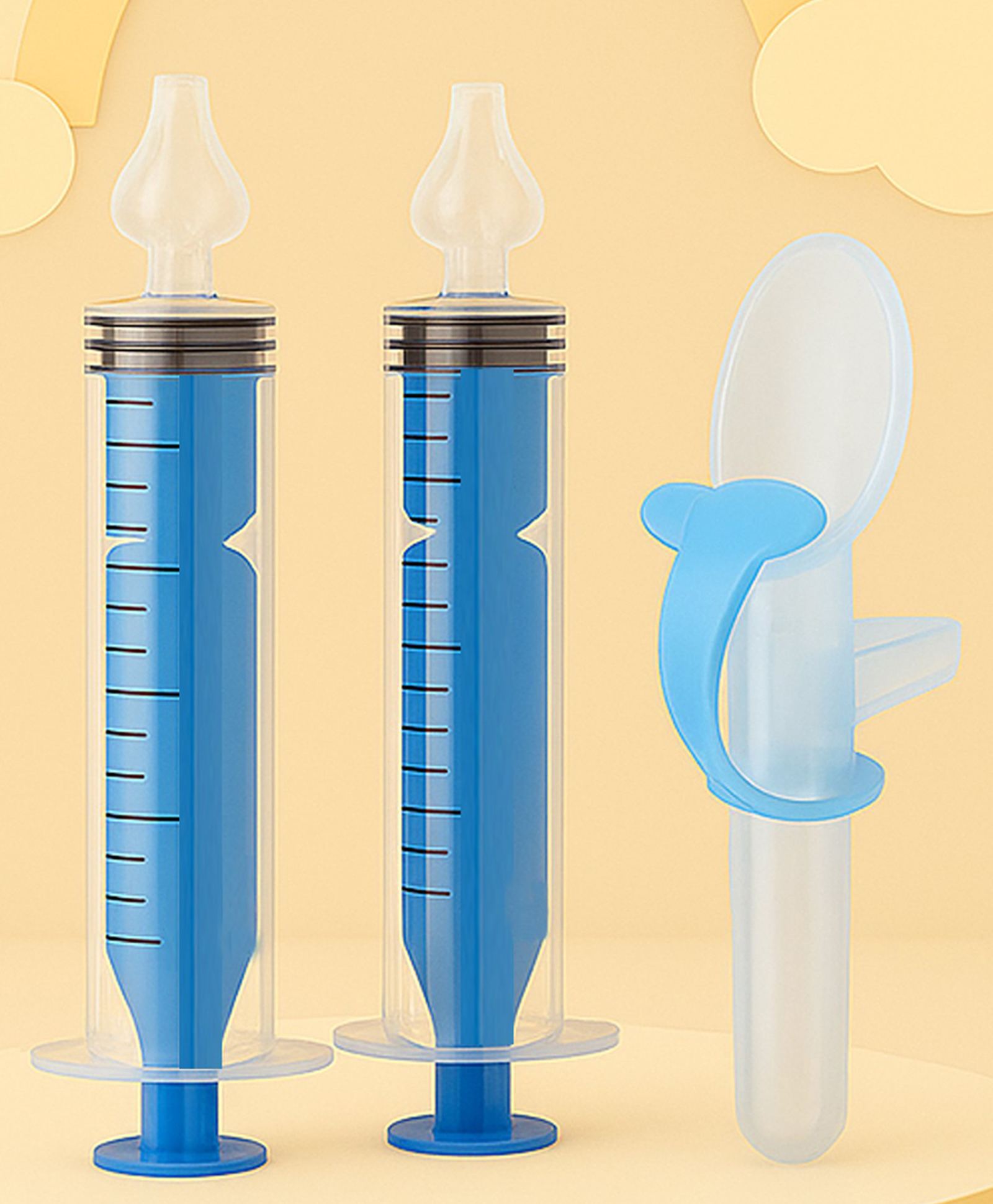 The Cheeky Kidzz Baby Pressure Nasal Syringe Nose Suction With Medicine Spoon Feeder For Babies BPA Free (BLUE)-picture-21