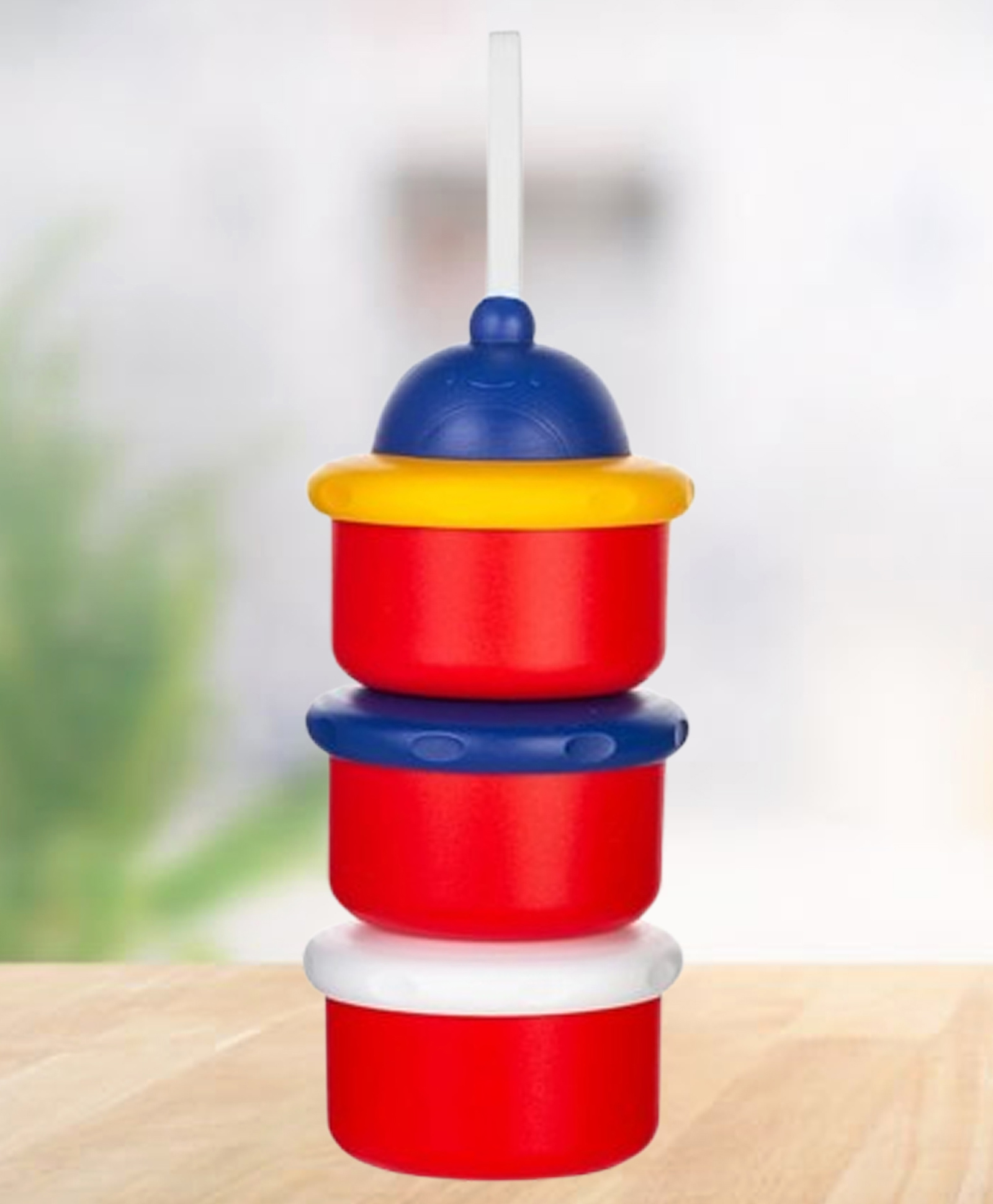 The Cheeky Kidzz Baby Milk Powder Cereal Food Storage Dispenser Container 3 Compartment BPA Free (Red)-image-46