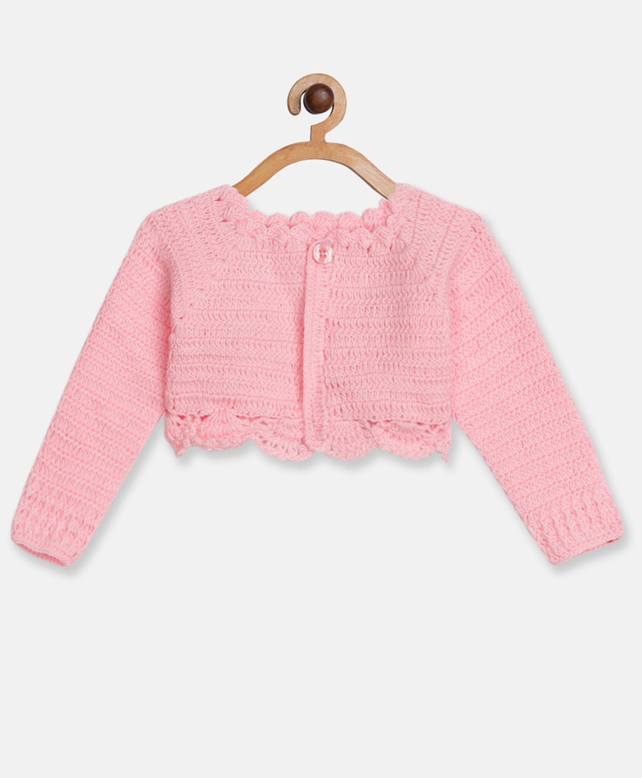 MayRa Knits Hand Knitted Full Sleeves Self Designed Shrug - Pink-image-43