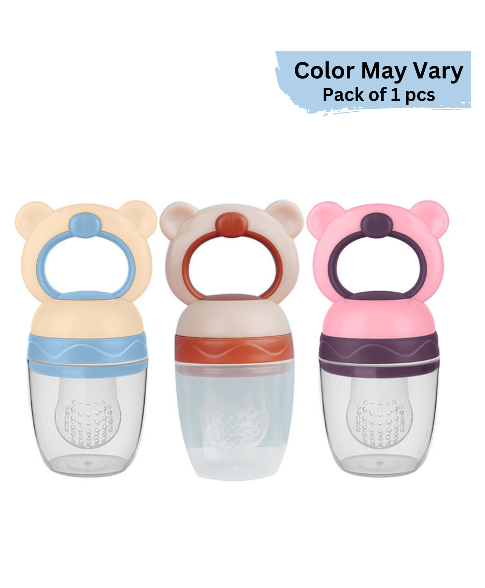 BitFeex Silicone Food Fruit Nibbler Bear with Extra Mesh Soft Pacifier Feeder Teether for Infant Baby Elegant BPA Free-image-22