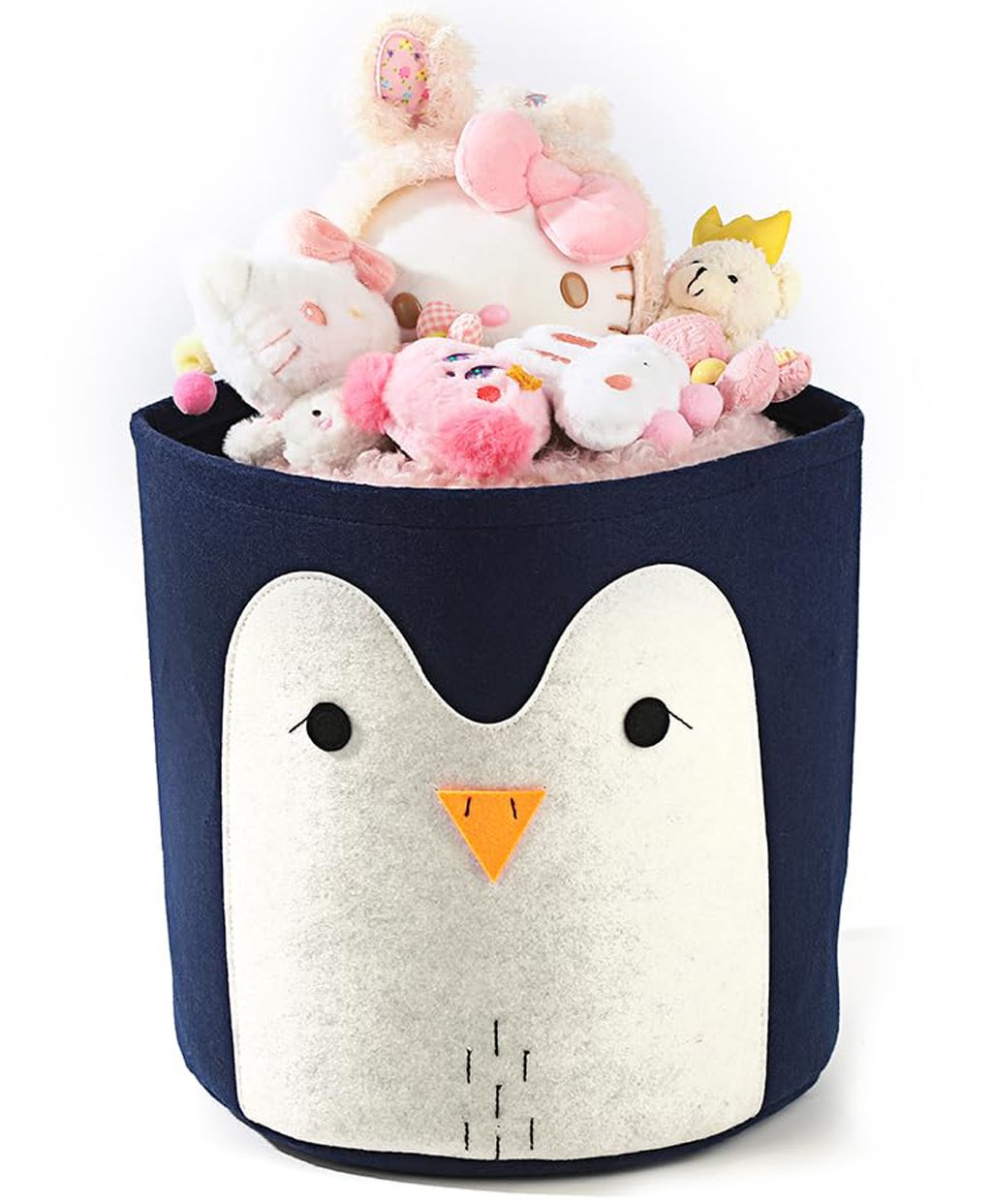 House of Quirk Felt KidsPenguin Laundry Basket Round Storage Basket Laundry Organizer- Dark Blue-image-23
