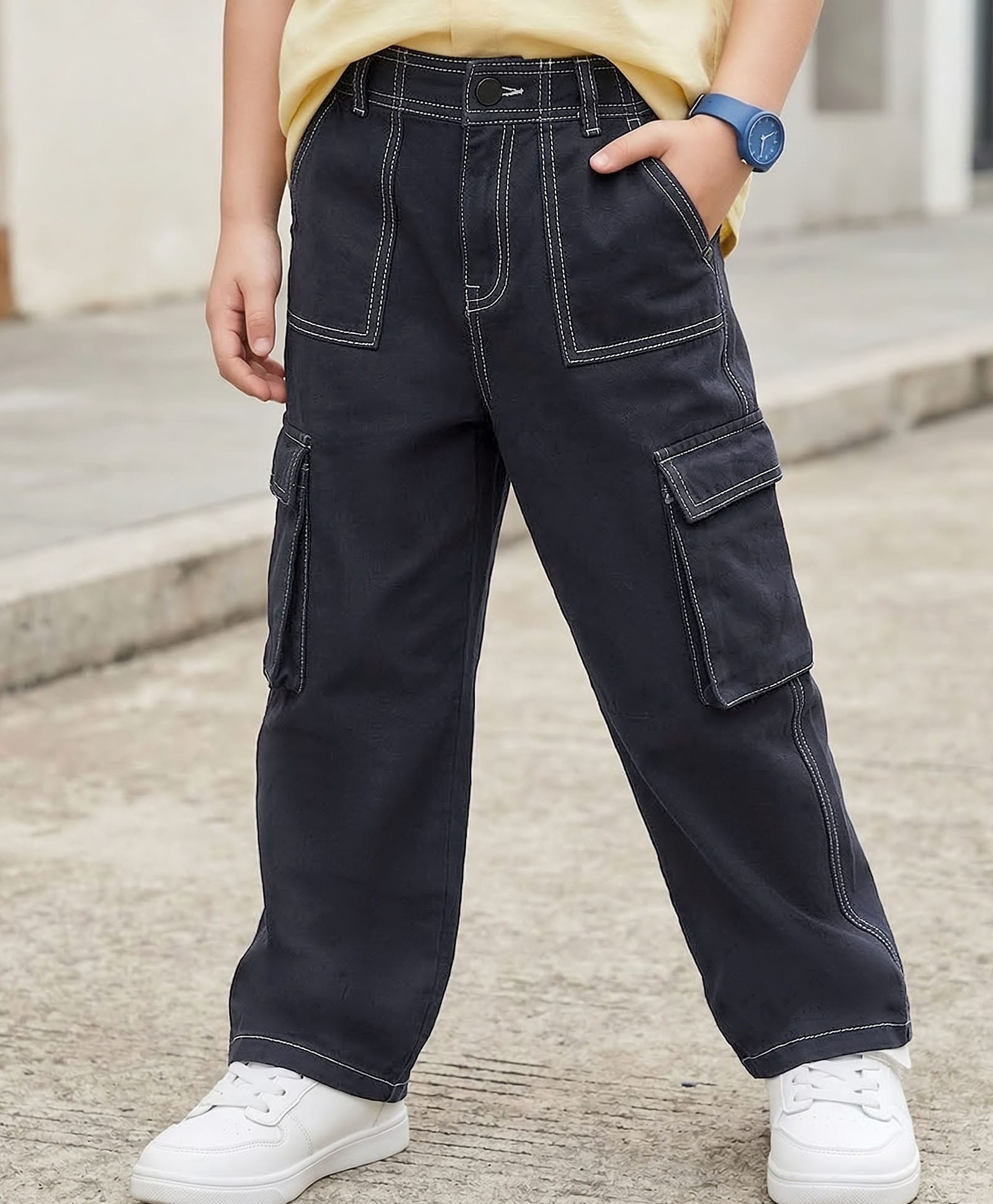 kookie kids india Kookie Kids Full Length Trousers With Front Pockets - Black-picture-22