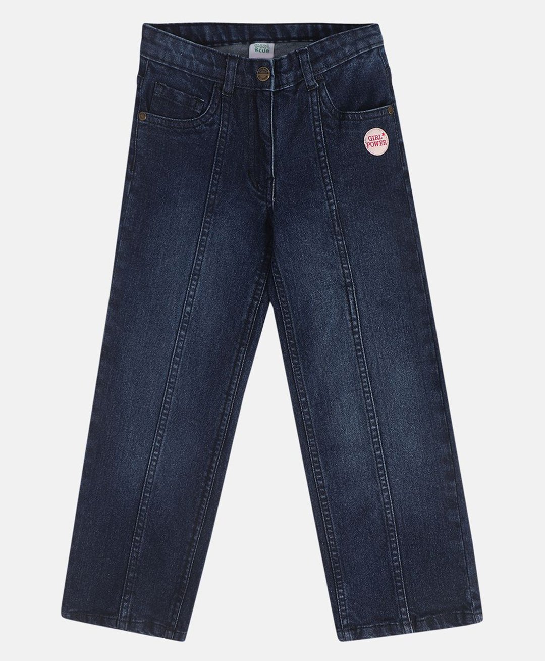 MINI KLUB Cotton Girl Power Patch Detailed Denim Jeans- Blue-image-23