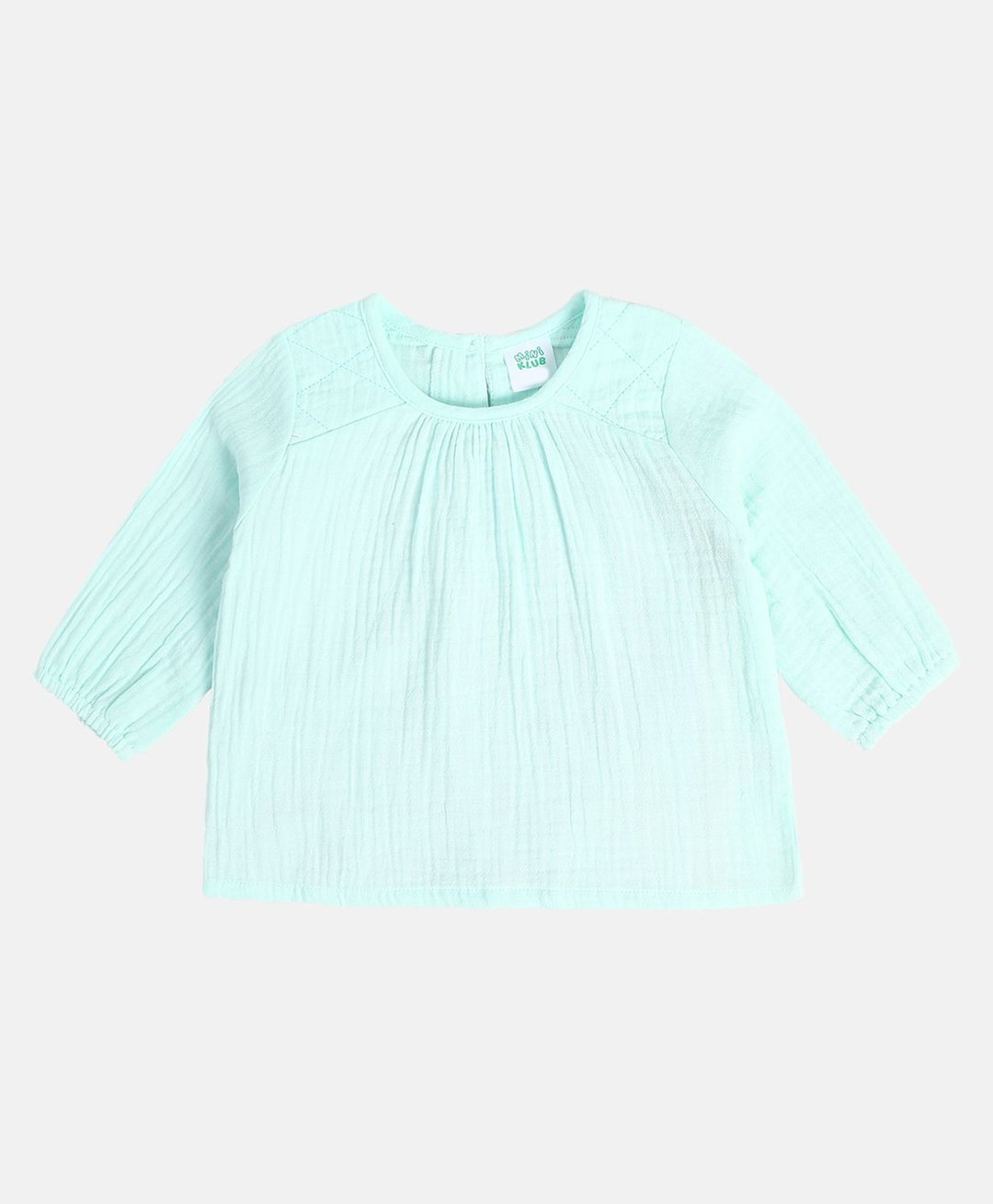 MINI KLUB Cotton Full Puffed Sleeves Solid Top - Mint Green-image-15