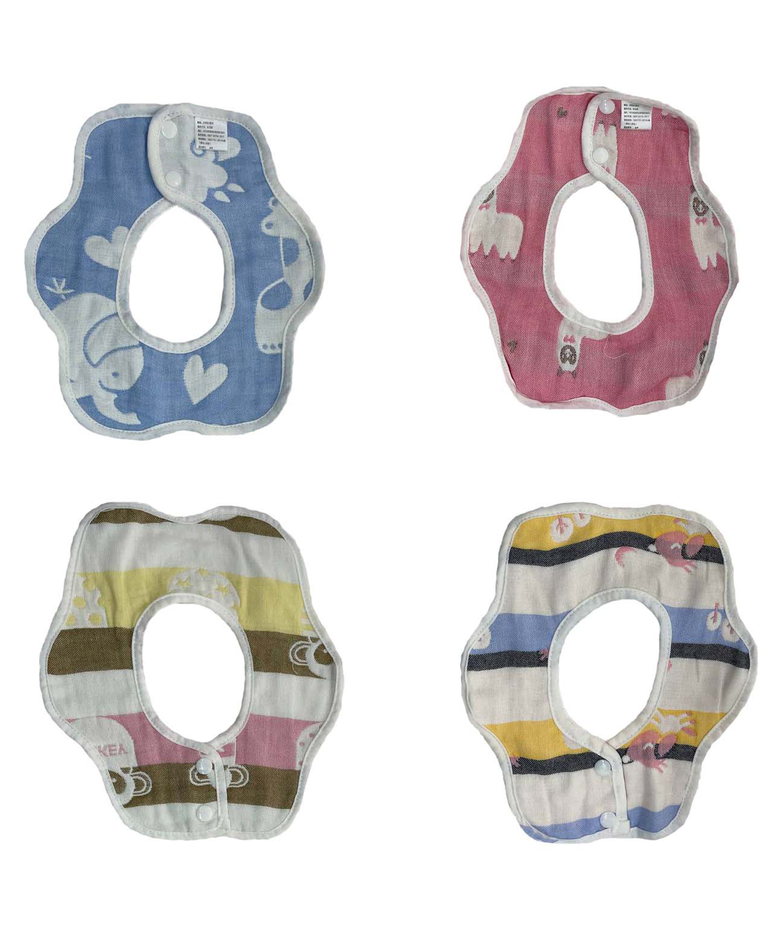 MOMISY O Multi MOMISY Pure Cotton Printed Baby Feeding Bibs, Set of 4, Assorted Colours-picture-13