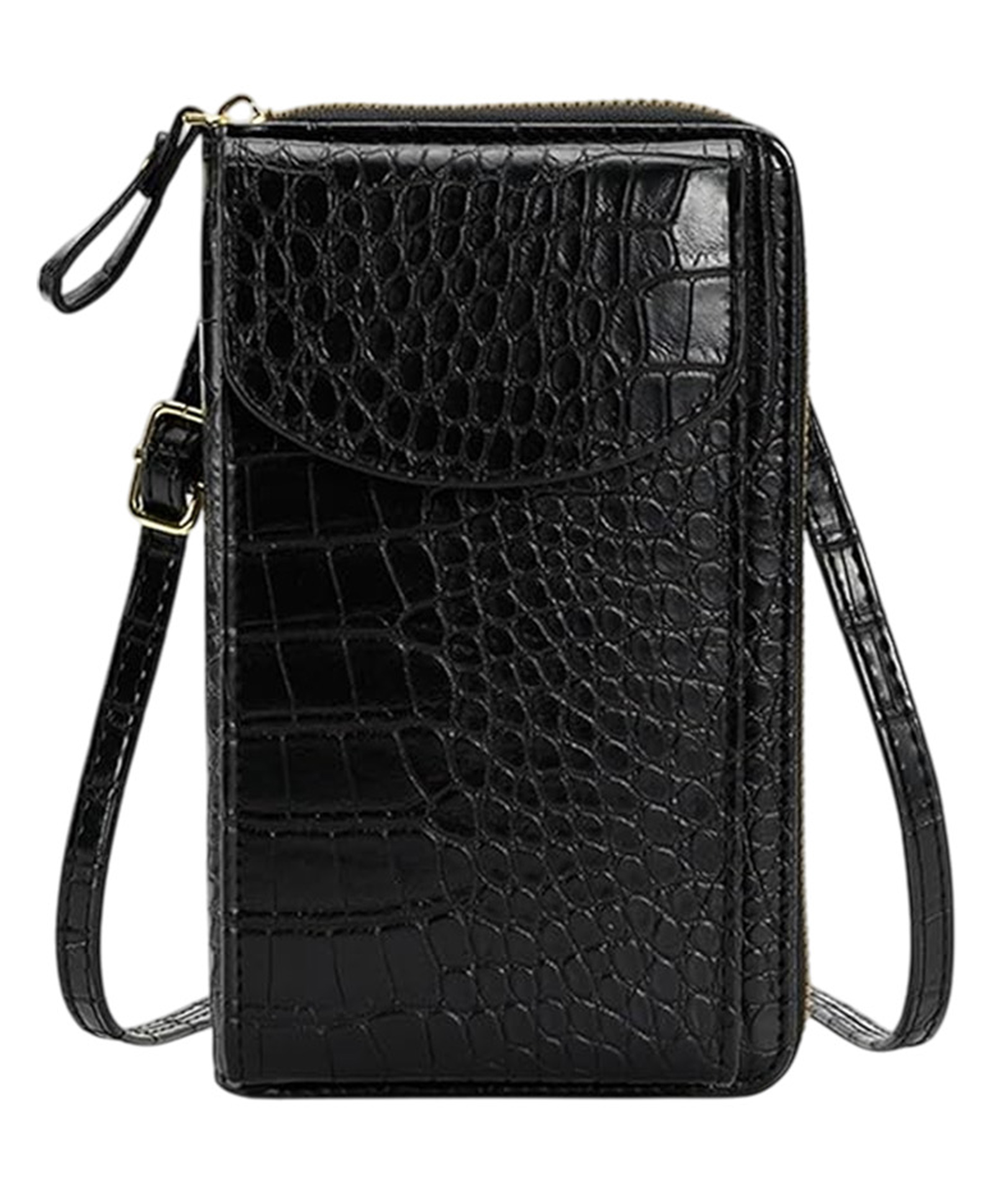 MOMISY Multi-Function Crossbody bags for Women Mobile Cell Phone Holder Card Pocket Bag Stylish PU Leather Sling Bags for Women Girls Purse Wallet Mini Shoulder Bags-Crocodile Pattern (Black)-image-14