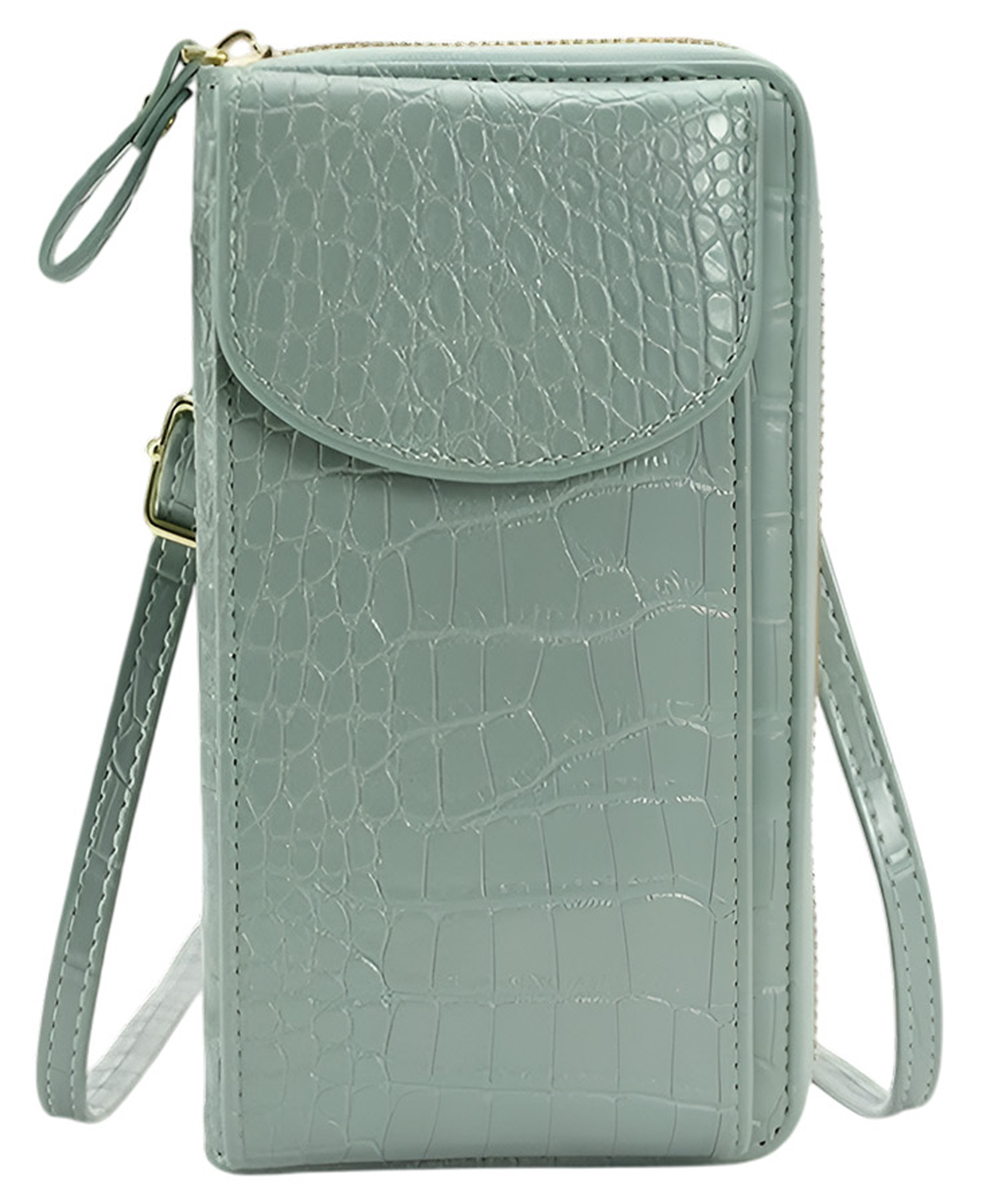 MOMISY Multi-Function Crossbody bags for Women Mobile Cell Phone Holder Card Pocket Bag Stylish PU Leather Sling Bags for Women Girls Purse Wallet Mini Shoulder Bags-Crocodile Pattern (Green)-image-29