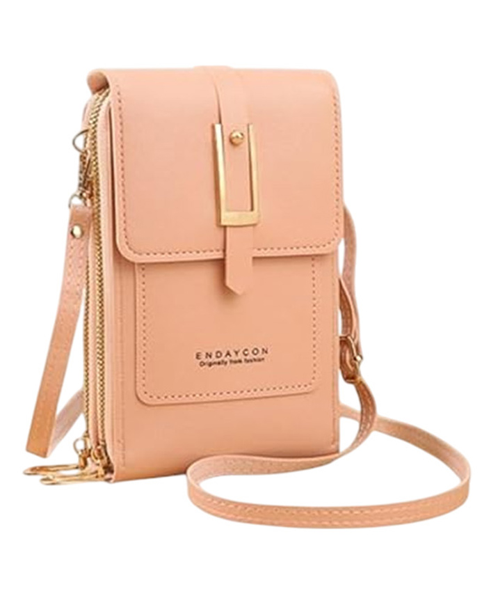 MOMISY Mobile Bag Cellphone Sling Card Holder Wallet Handbag, Transparent Screen, Crossbody Multi-function Shoulder Bag for Girls-Belt (Light Pink)-image-43