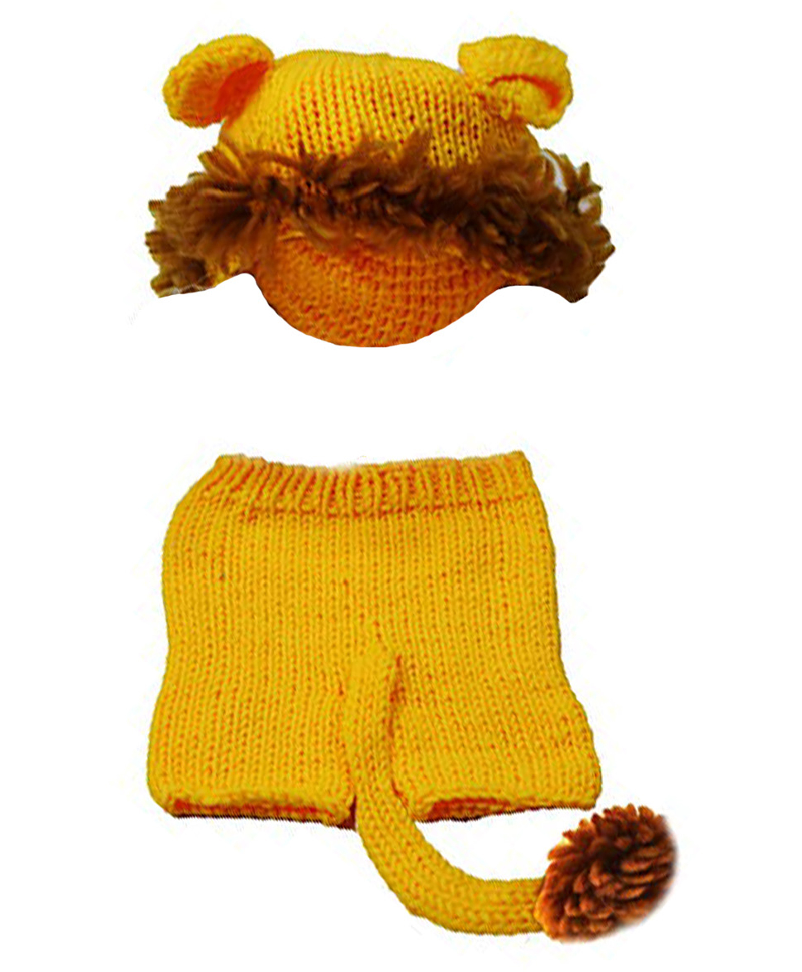 MOMISY Handmade Crochet Baby Photography Photoshoot Prop, Pant with Cap Costume-Yellow Lion-image-39