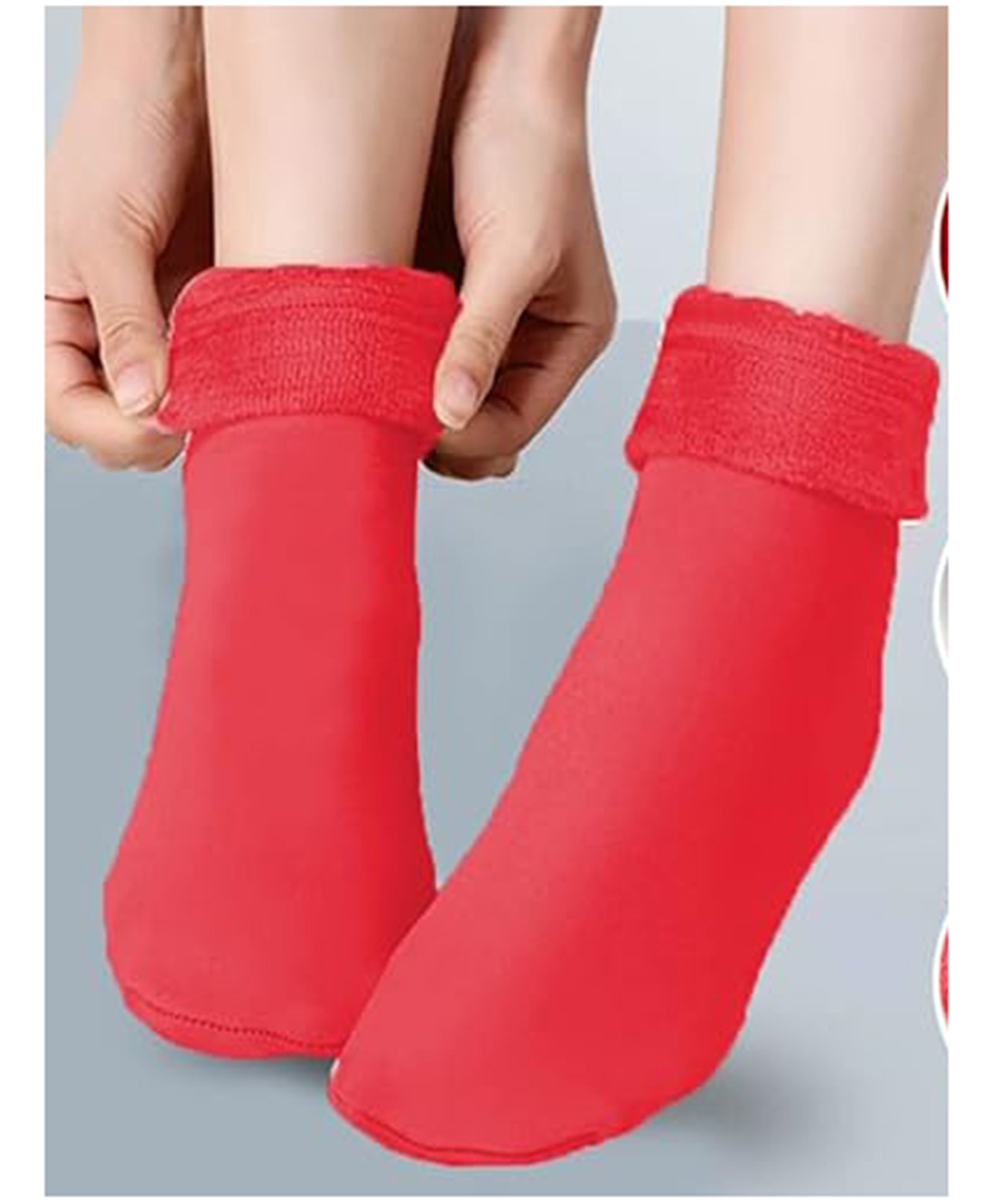 Akinos Kids Cotton Fleece Solid Socks - Red-image-26
