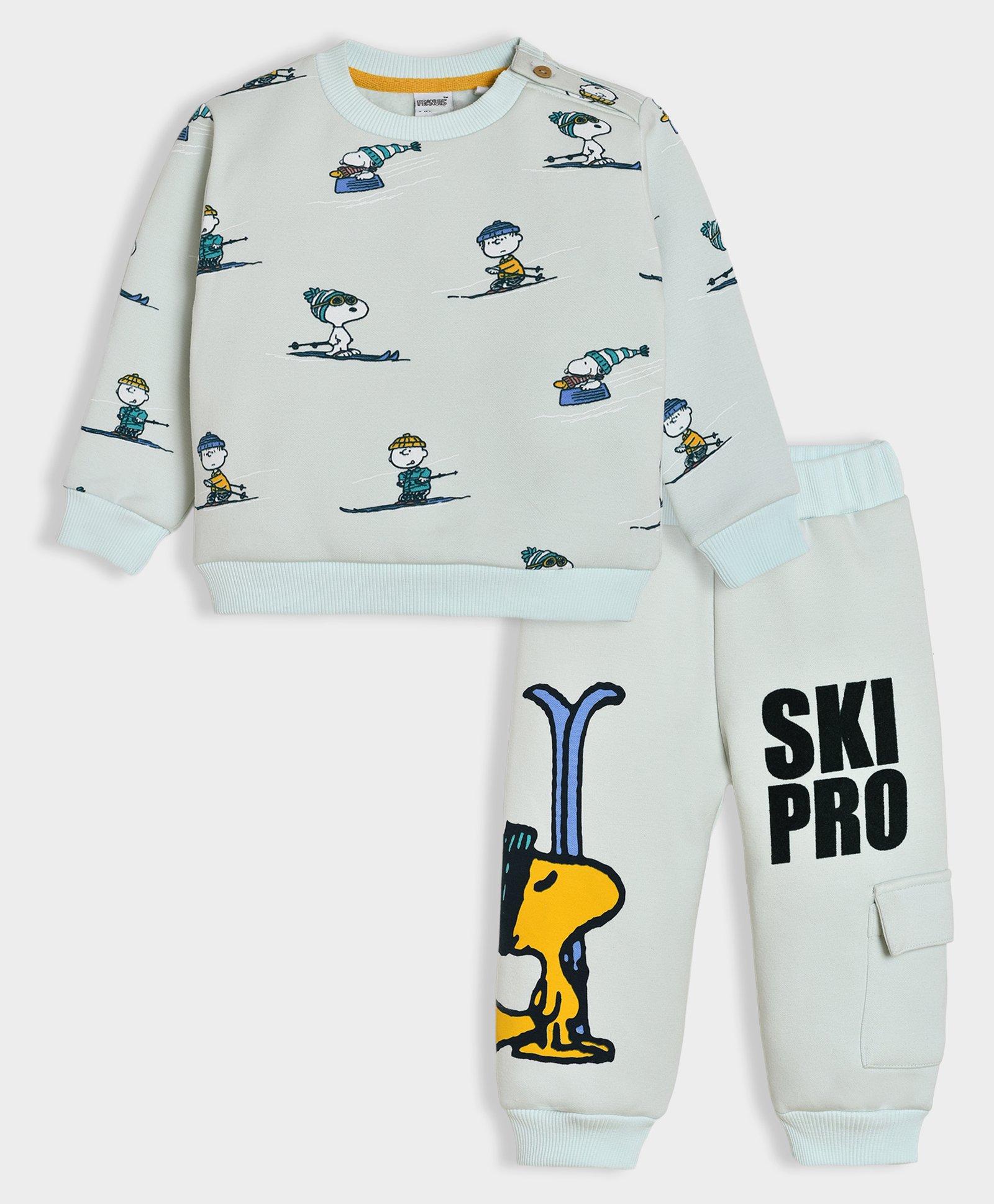 Mi Arcus Peanuts Featuring Full Sleeves Snoopy Printed Coordinating Sweatshirt & Joggers Set- Sky Blue-picture-22
