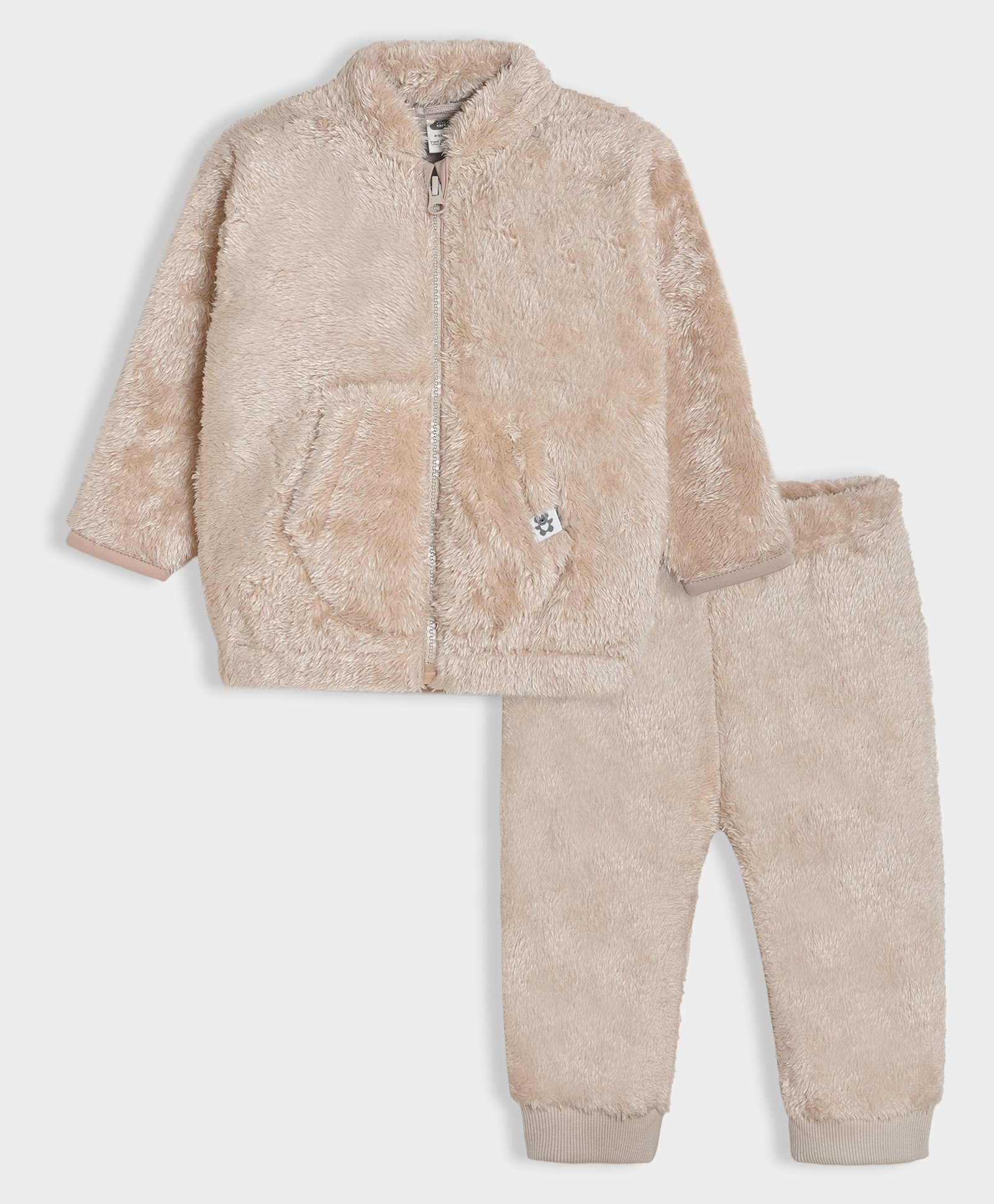 Mi Arcus Full Sleeves Solid Fur Detailed Coordinating Sweatshirt & Joggers Set - Beige-picture-31
