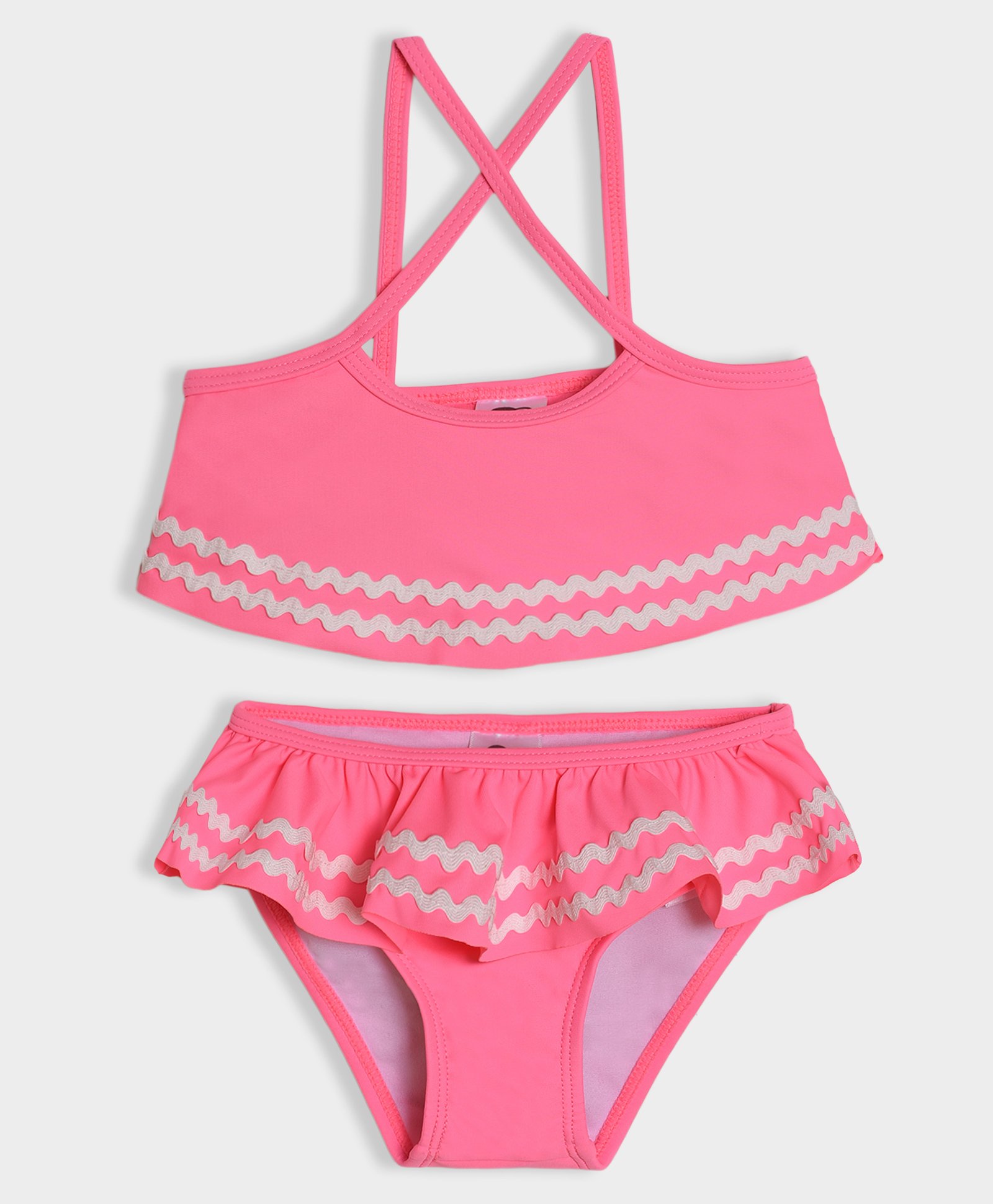 Mi Arcus Sleeveless Lace Embellished Coordinating Swim Top & Bottom Set - Pink-image-18