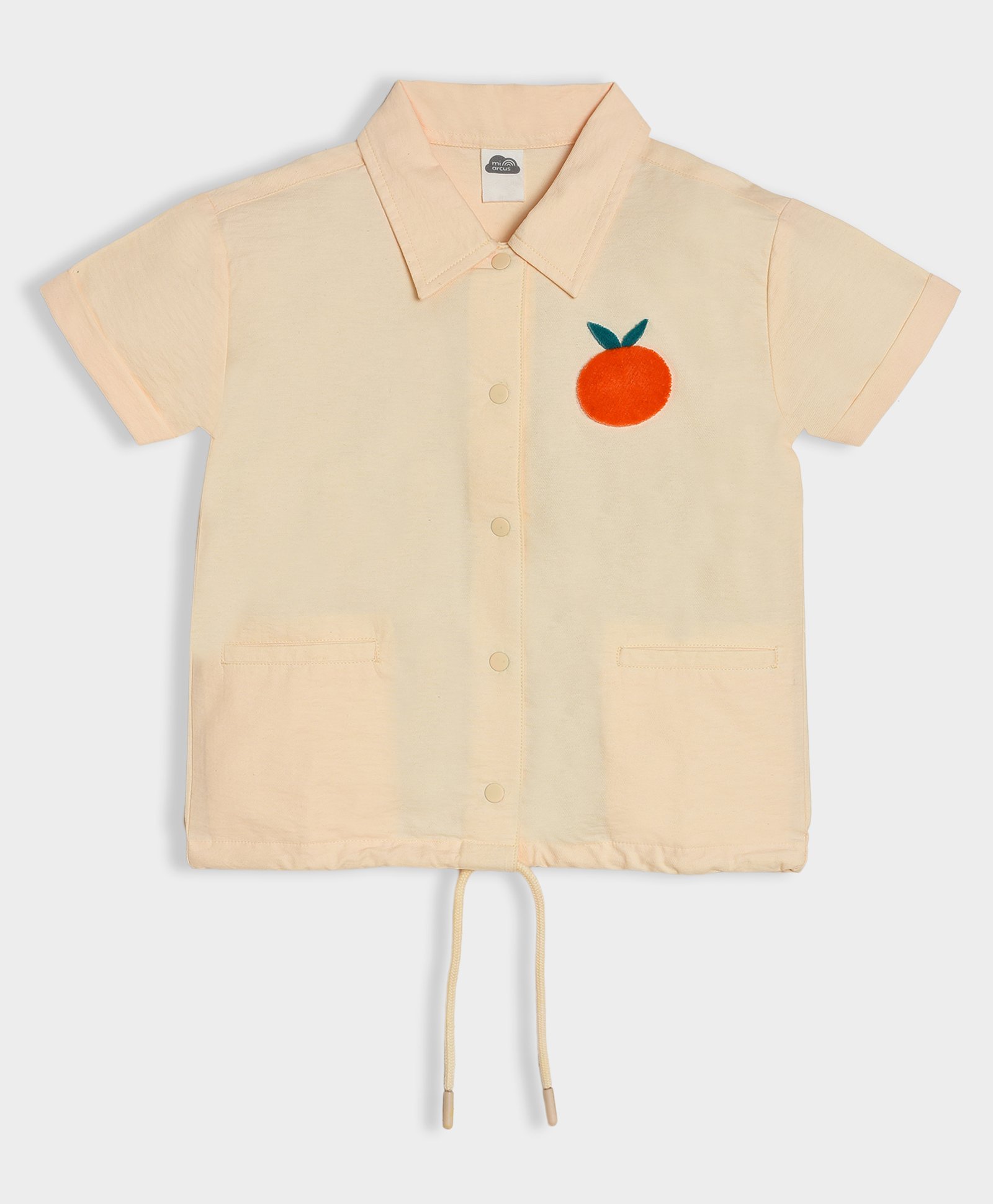 Mi Arcus Half Sleeves Orange Patch Detailed The Most Fun Text Back Printed Shirt - Peach-picture-12
