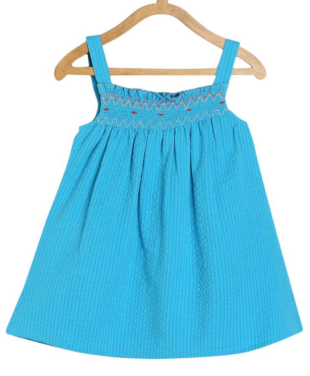 MINI KLUB Cotton Sleeveless Thread Work Detailed Top - Blue-picture-11