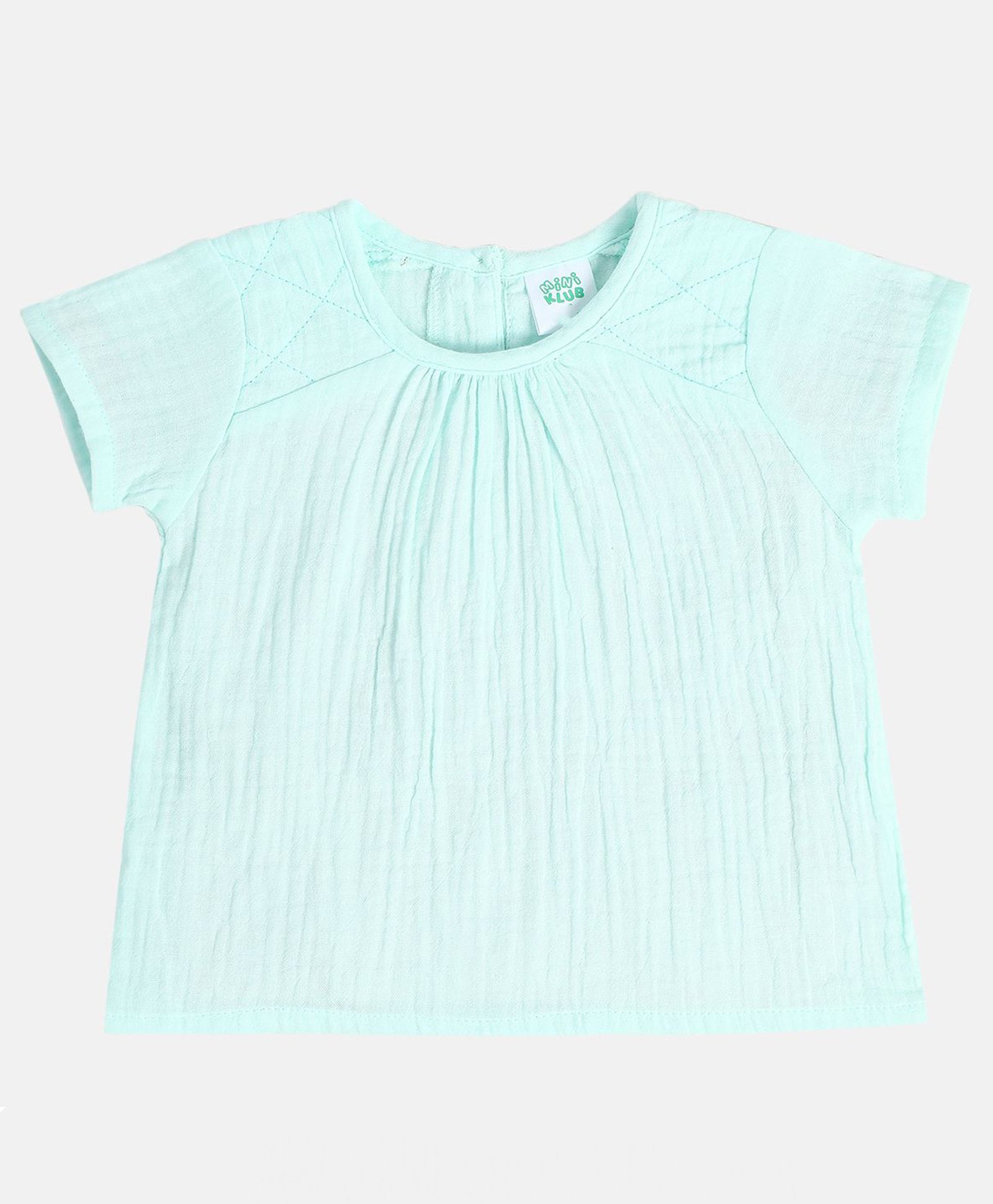 MINI KLUB Cotton Half Sleeves Solid Top - Sea Green-picture-0