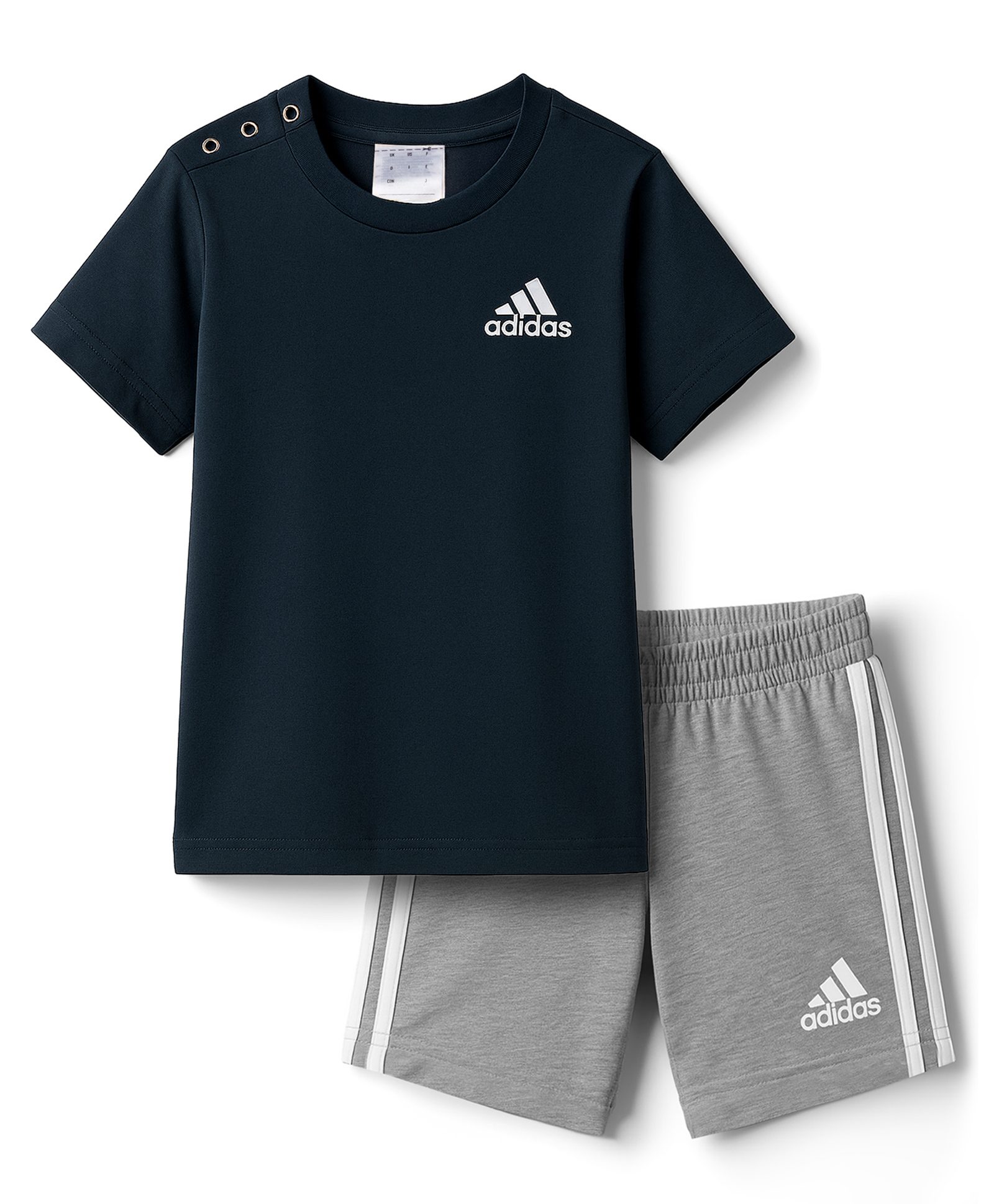 ADIDAS KIDS Cotton Knit Half Sleeves Solid T-Shirt & Shorts Set - Navy Blue & Grey-picture-37