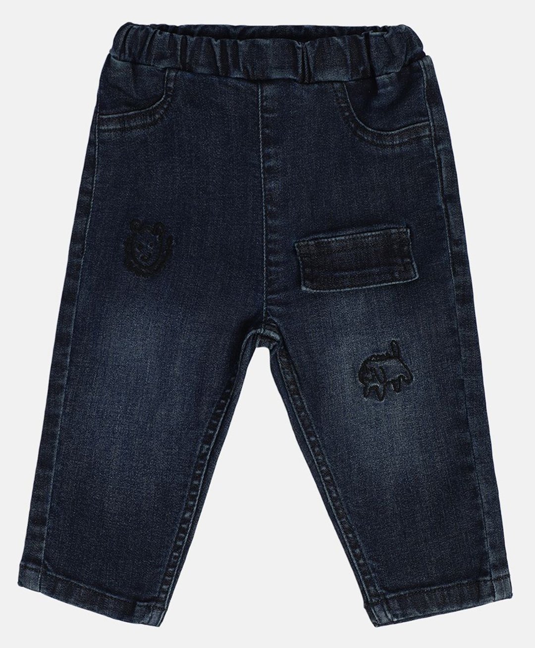 MINI KLUB Cotton Denim Animals Embroidered Jeans - Blue-picture-33