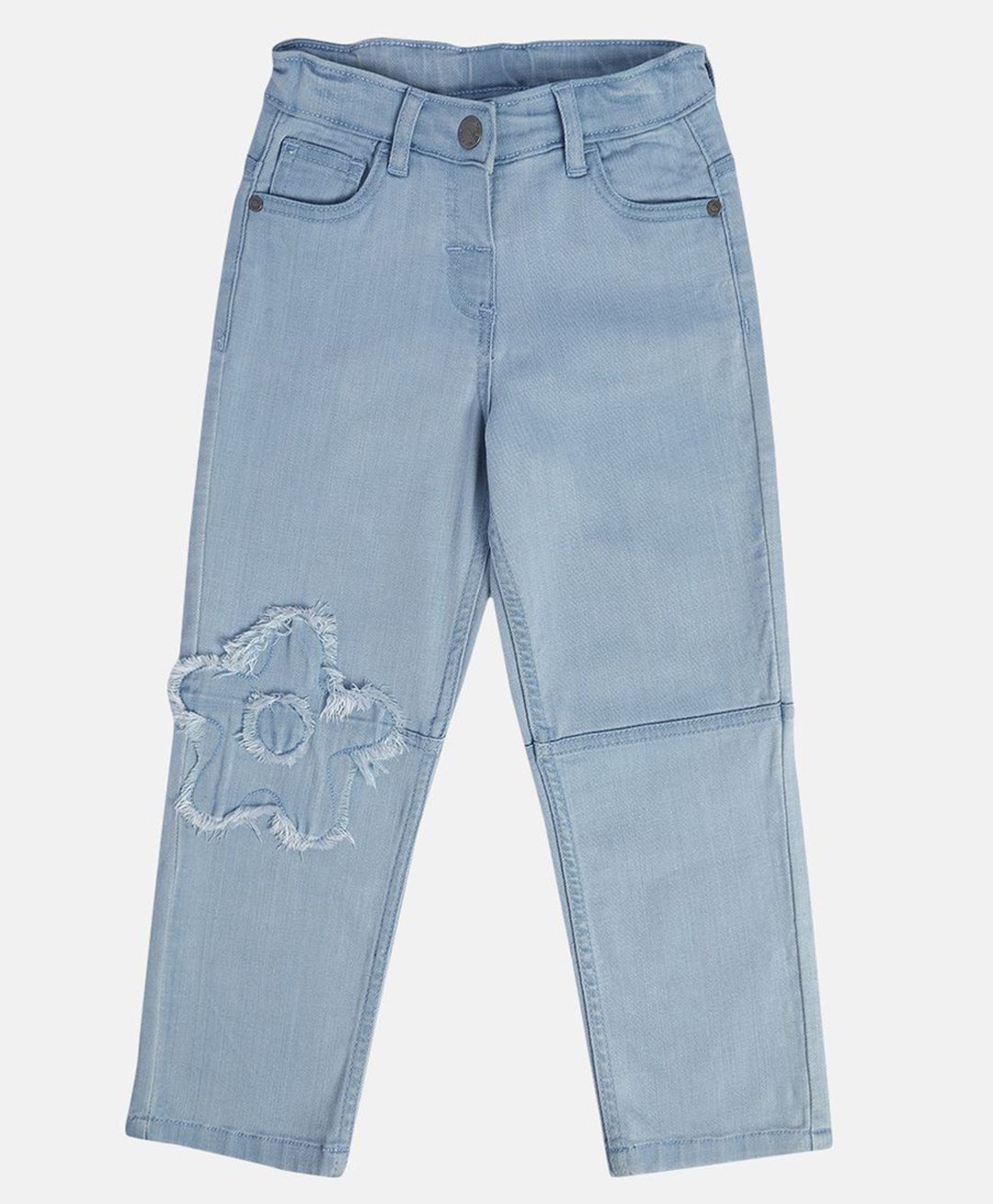 MINI KLUB Cotton Denim Floral Shaped Distressed Jeans - Blue-picture-23