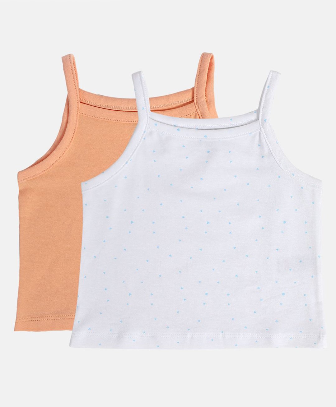 MINI KLUB Cotton Pack Of 2 Sleeveless Solid Camisoles - Orange & White-image-40