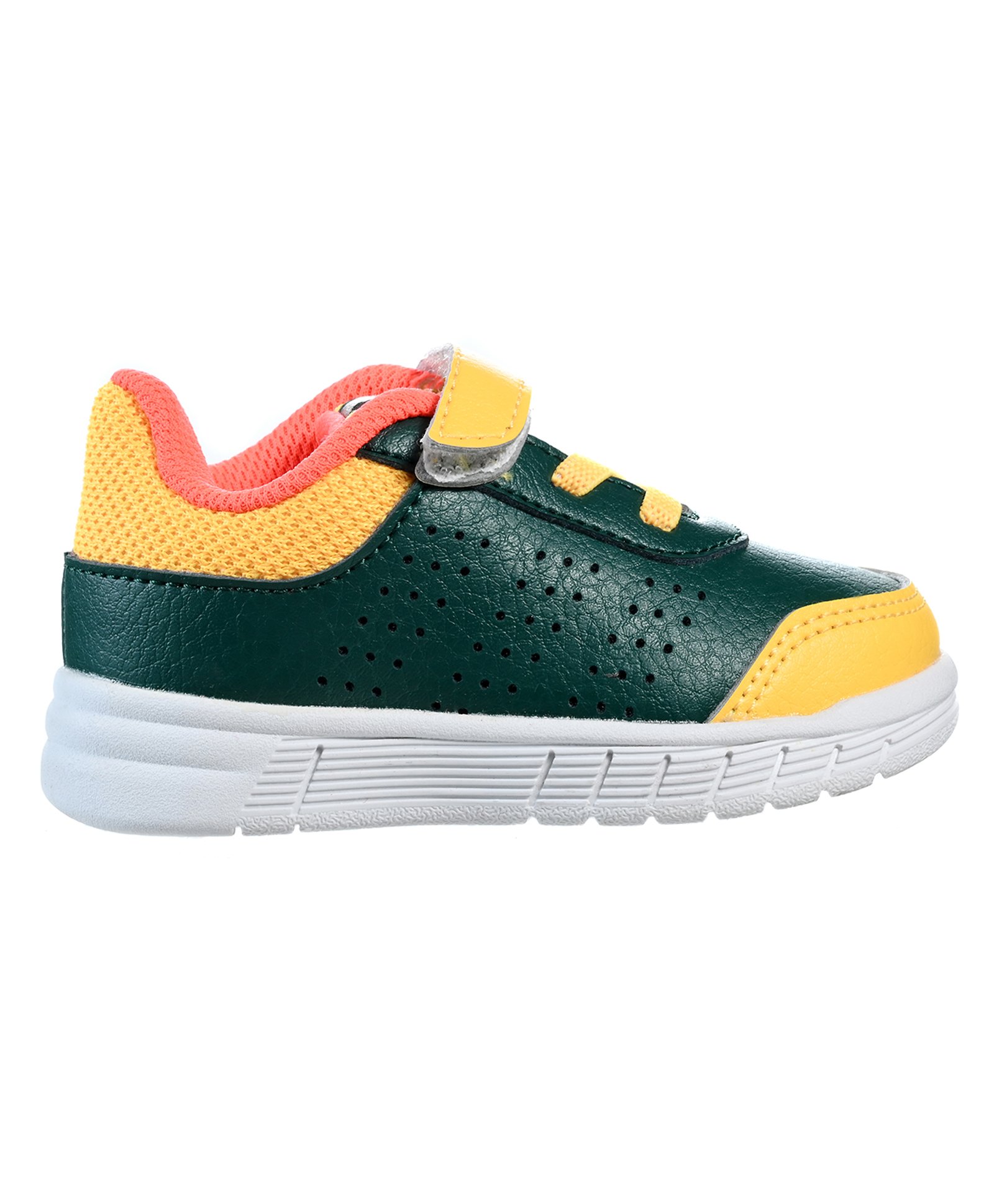 Adidas Kids Velcro Closure Sport Shoes with Design - Dark Green& Orange