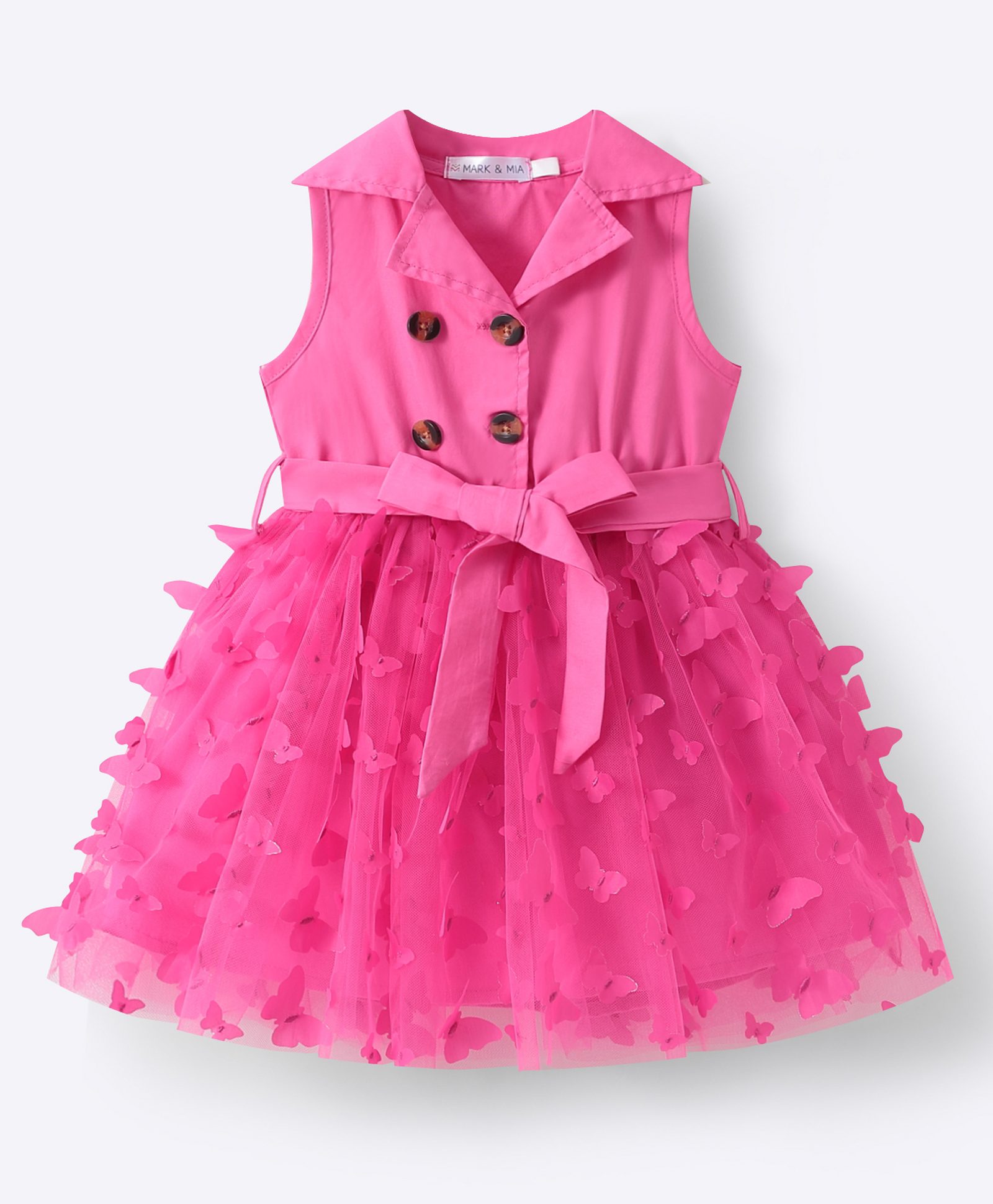 Mark & Mia Cotton Sleeveless Dress with Butterfly Applique - Fushcia-image-14