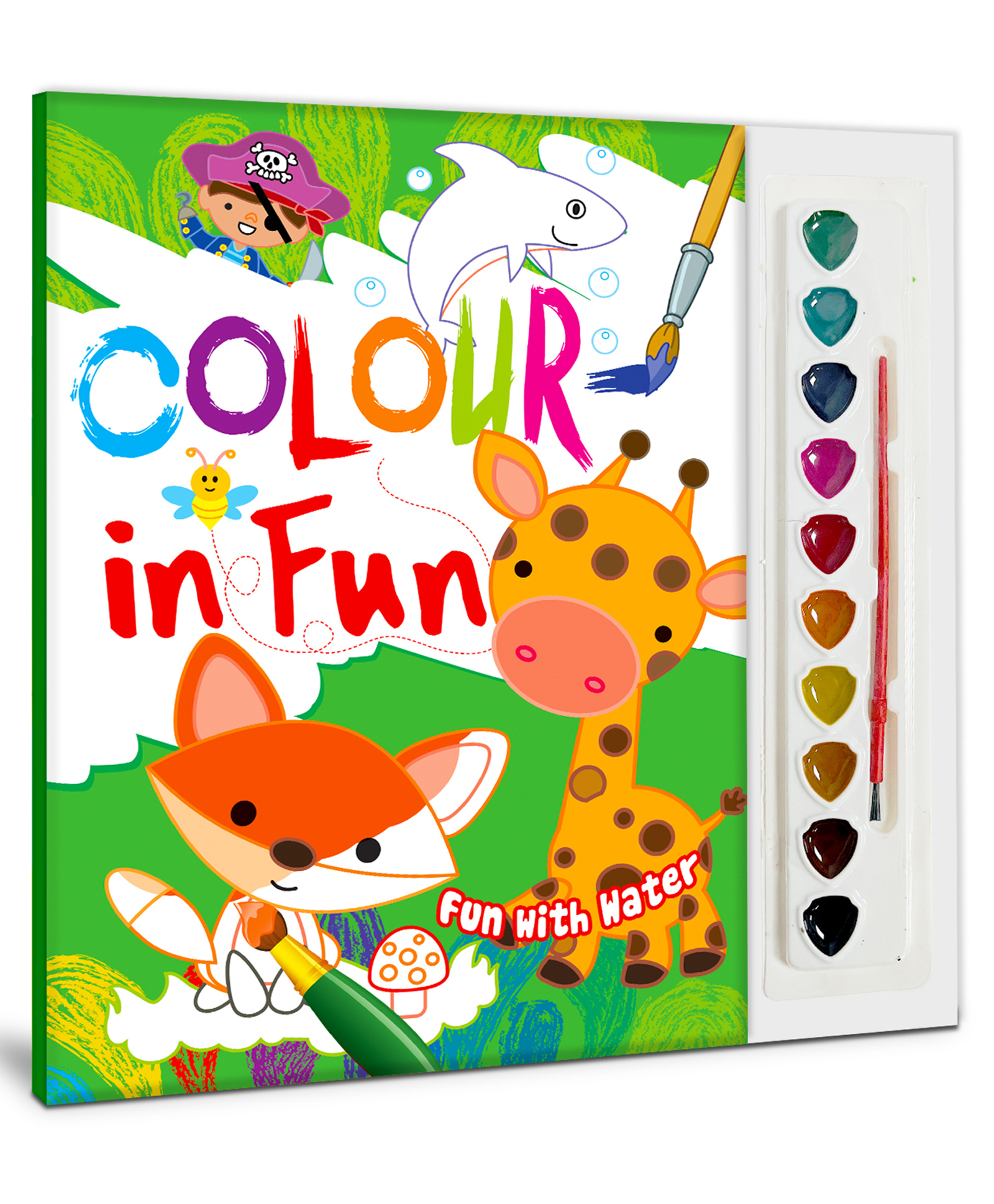 Colour in Fun Water Colouring Pad: Exciting Water Colouring with Colouring Book, Water Colours and Paint Brush (Green)-image-44
