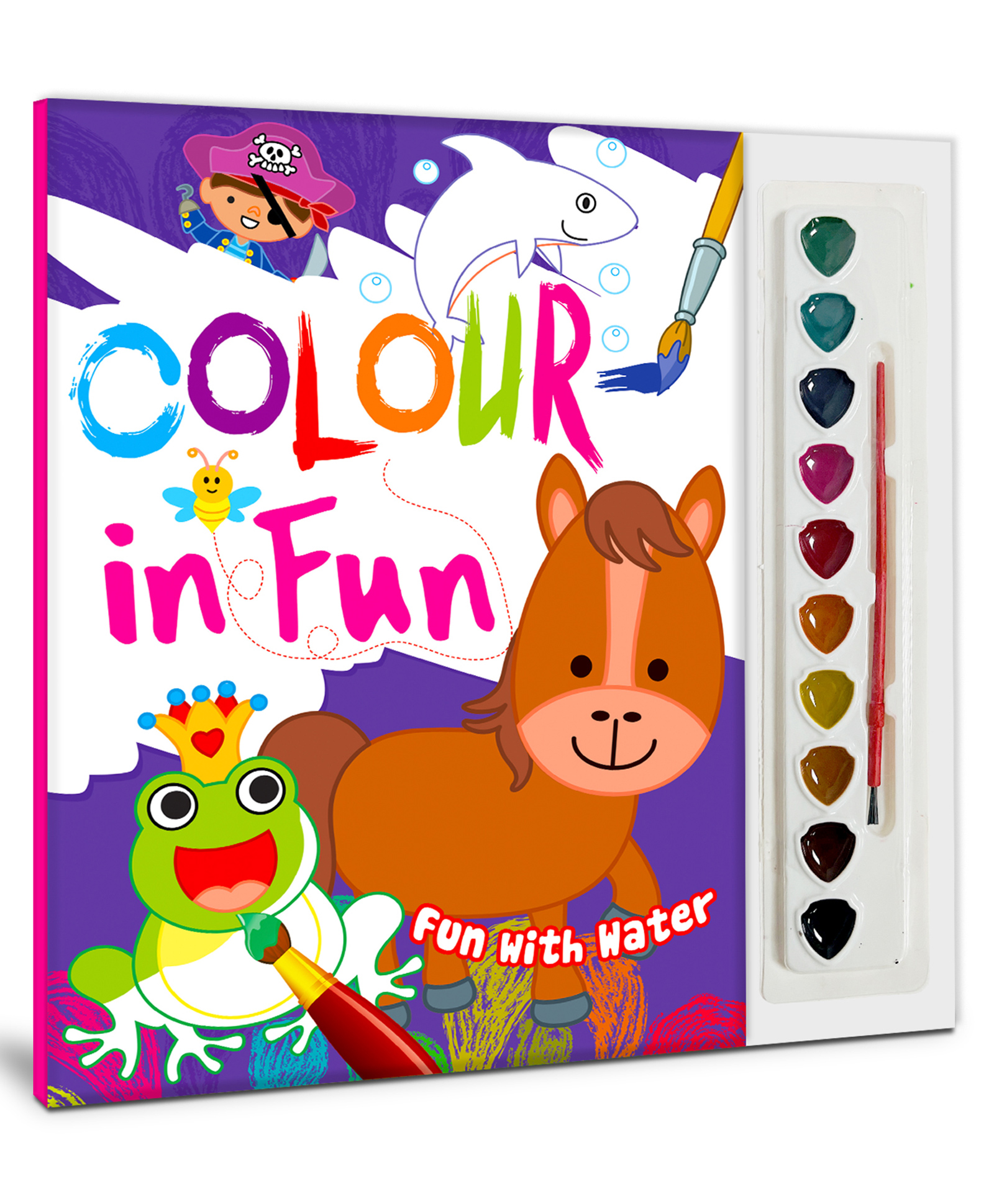 hellofriend books Colour in Fun Water Colouring Pad (Purple): Exciting Water Colouring Book with Paints & Brush-picture-12