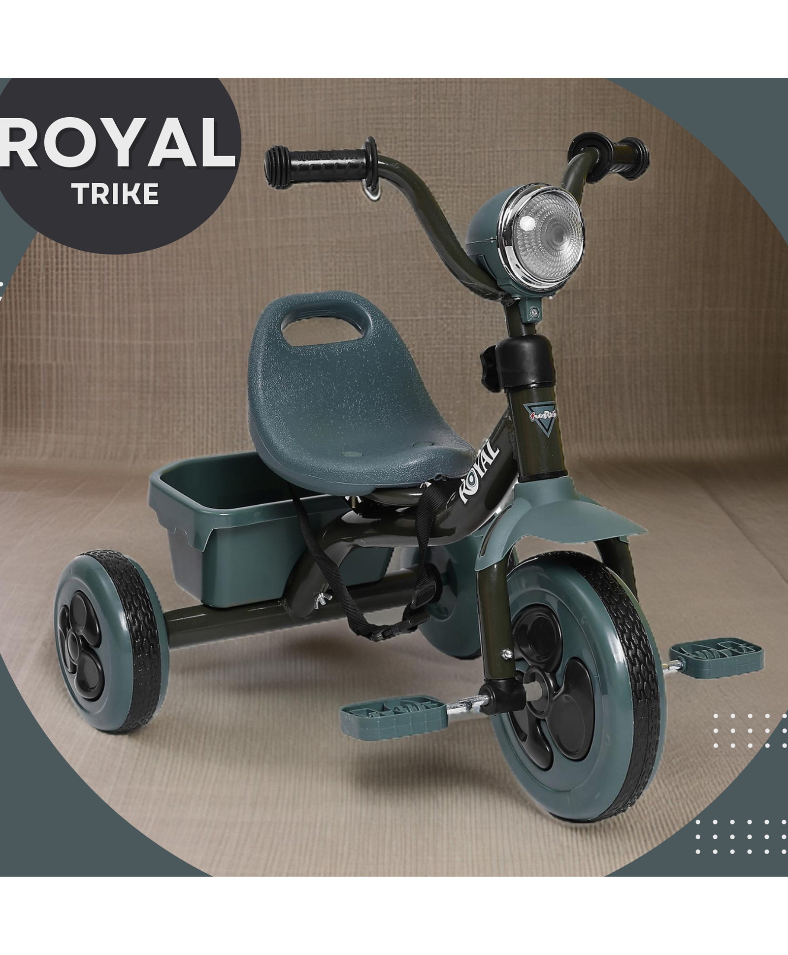 funride Fun Ride Royal Kids Tricycle - Front Headlight, Musical - 1 Year to 5 Years - Trike for Indoor and Outdoor - Up to 30 Kgs - Made in India-picture-20