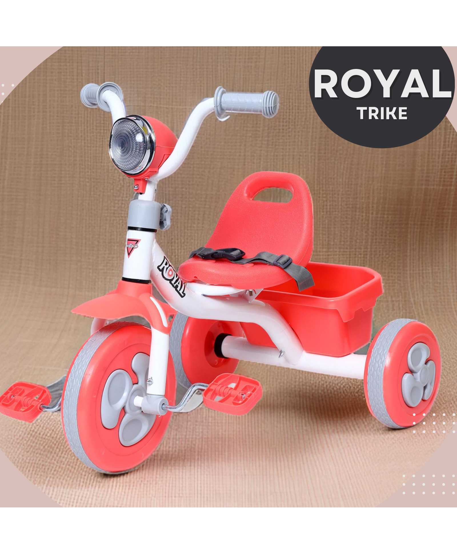 funride Fun Ride Royal Kids Tricycle - Front Headlight, Musical - 1 Year to 5 Years - Trike for Indoor and Outdoor - Up to 30 Kgs - Made in India-picture-21
