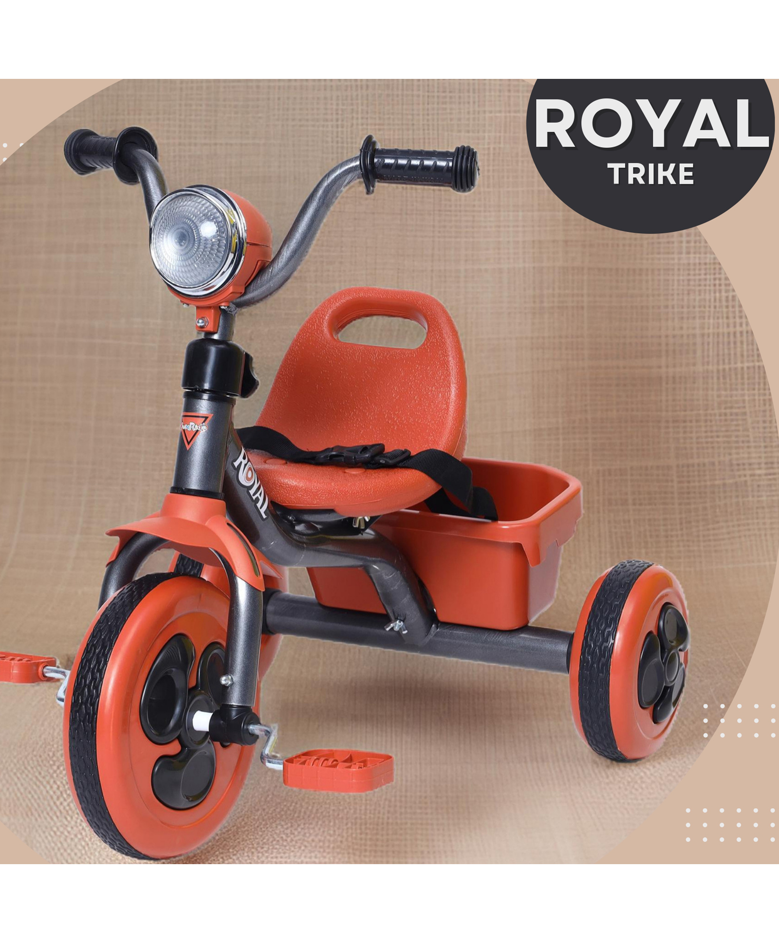 funride Fun Ride Royal Kids Tricycle - Front Headlight, Musical - 1 Year to 5 Years - Trike for Indoor and Outdoor - Up to 30 Kgs - Made in India-picture-22