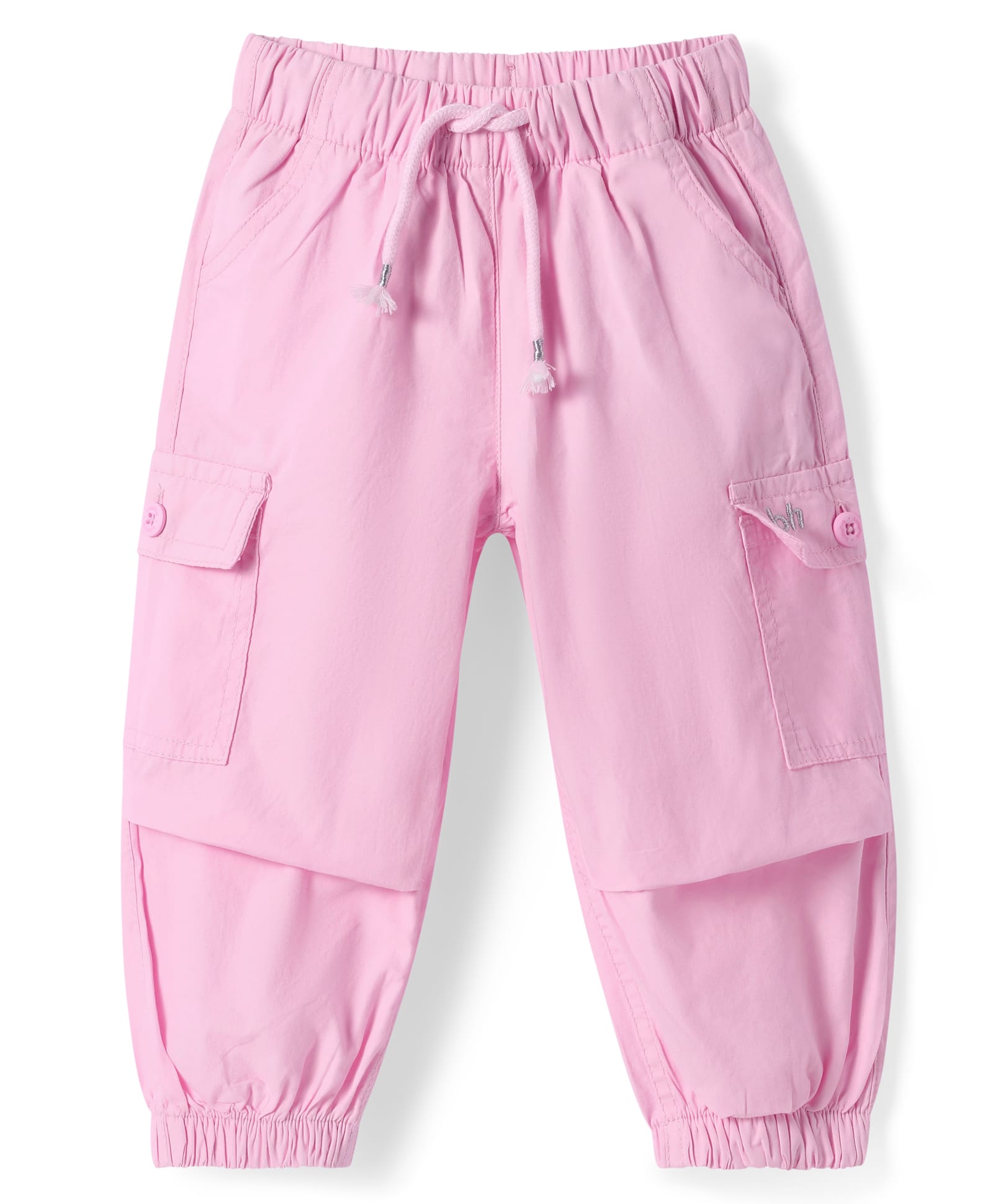 Babyhug Poplin Woven Full Length Solid Color Trousers - Pink