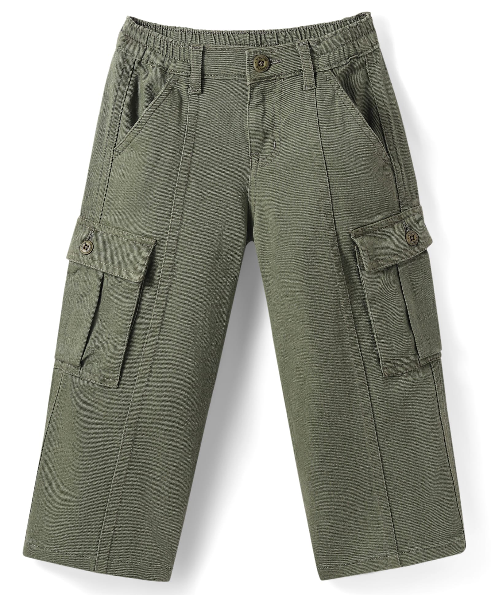 Babyhug Twill Woven Full Length Solid Color Trouser with Stretch - Olive Green-image-24