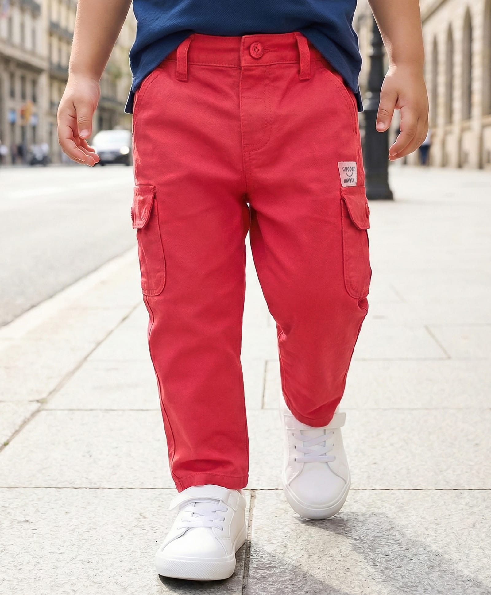Babyhug Twill Woven Full Length Solid Color Trouser With Stretch & Pocket - Coral-picture-12