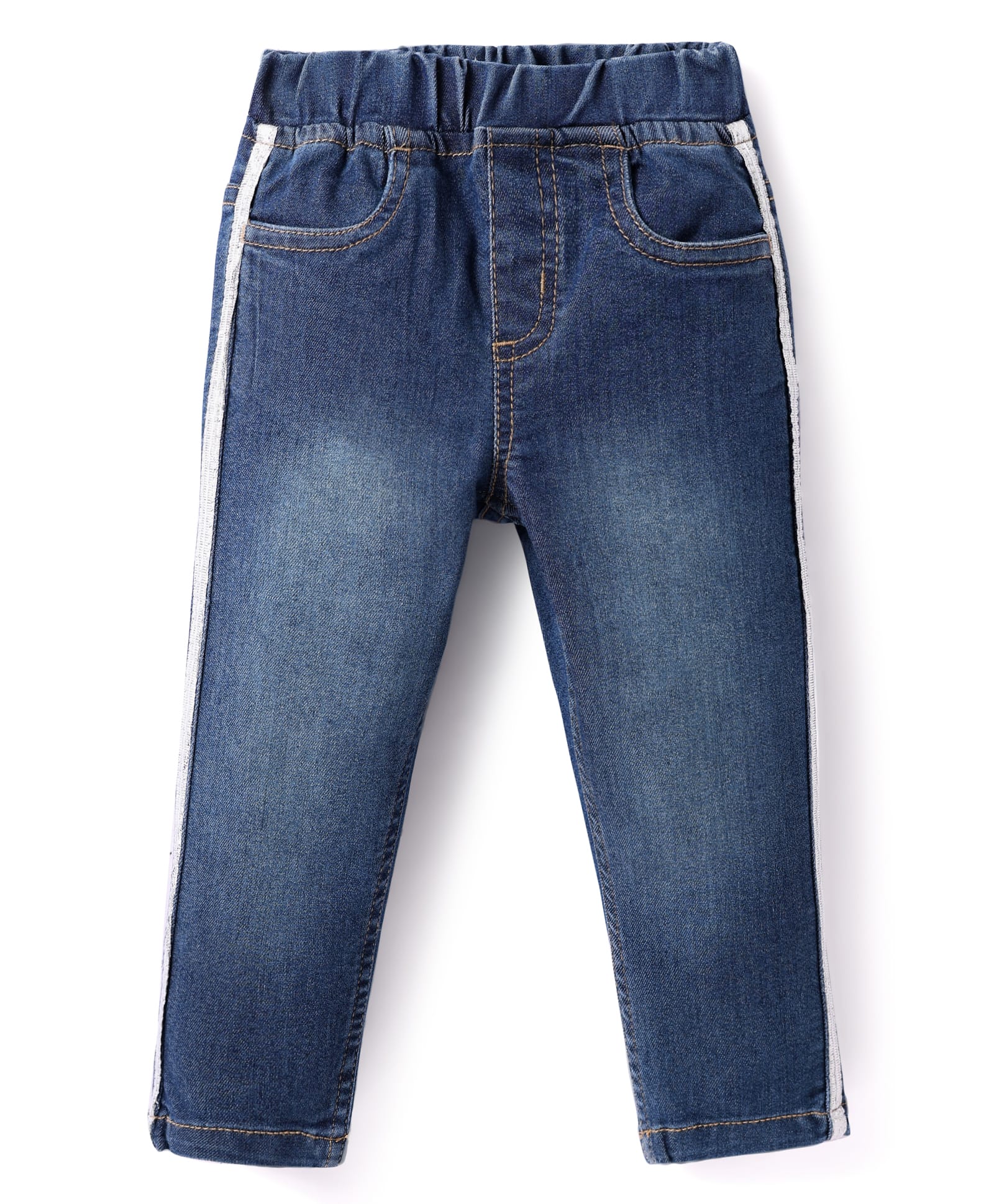 Babyhug Full Length Washed Denim Jeans With Stretch - Blue-picture-10