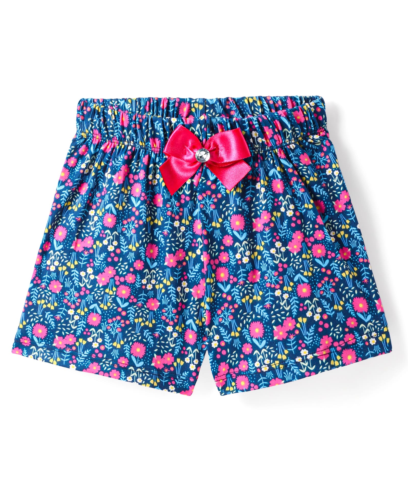 CrayonFlakes Floral Printed Bow Applique Detailed Shorts - Blue-image-13