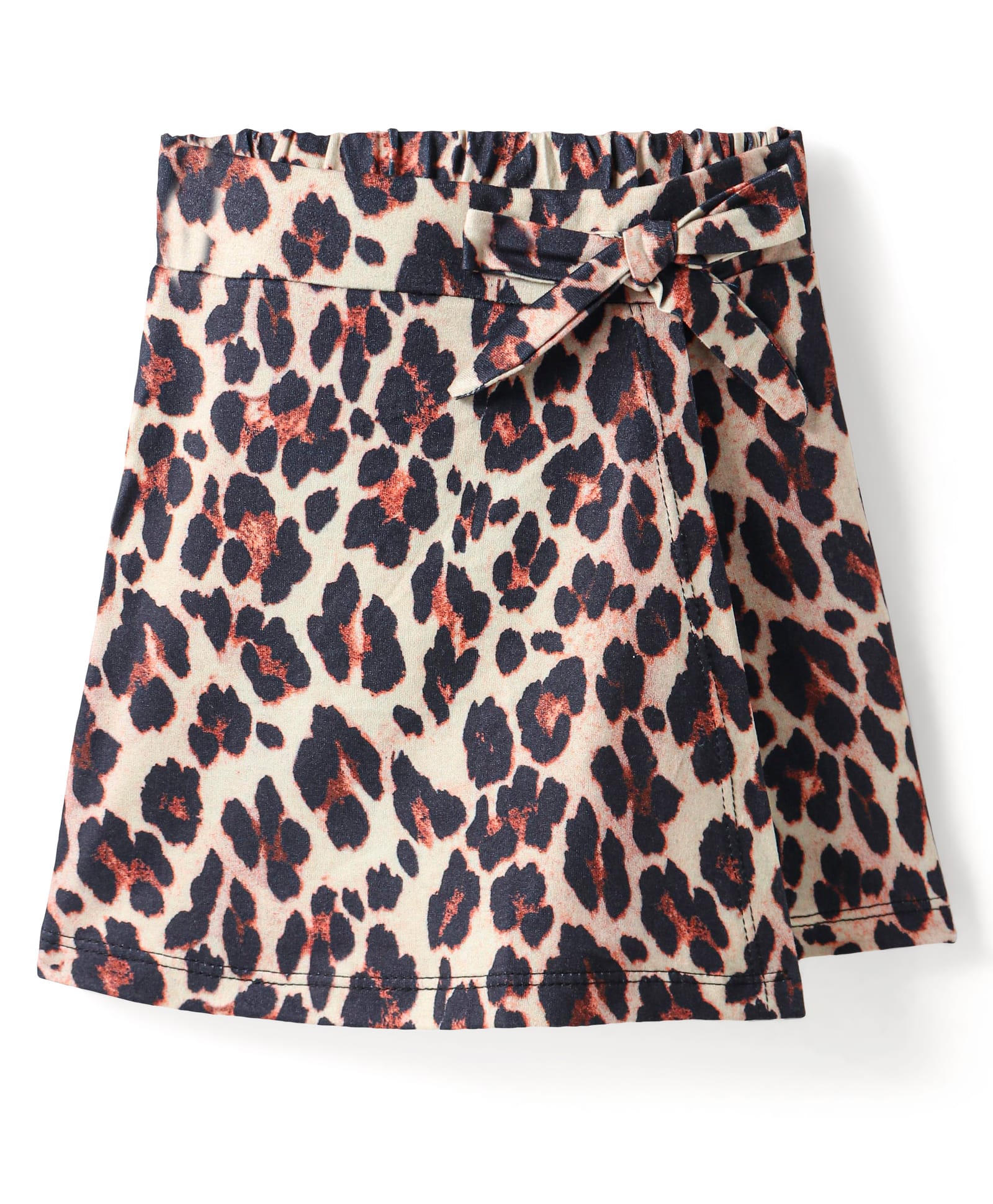 CrayonFlakes Leopard Printed Bow Applique Detailed Skorts - Brown-picture-11