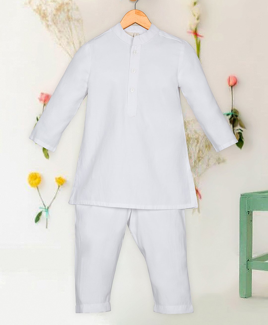 Saka Designs By Sapna Full Sleeves Solid Kurta Pyjama - White-image-5